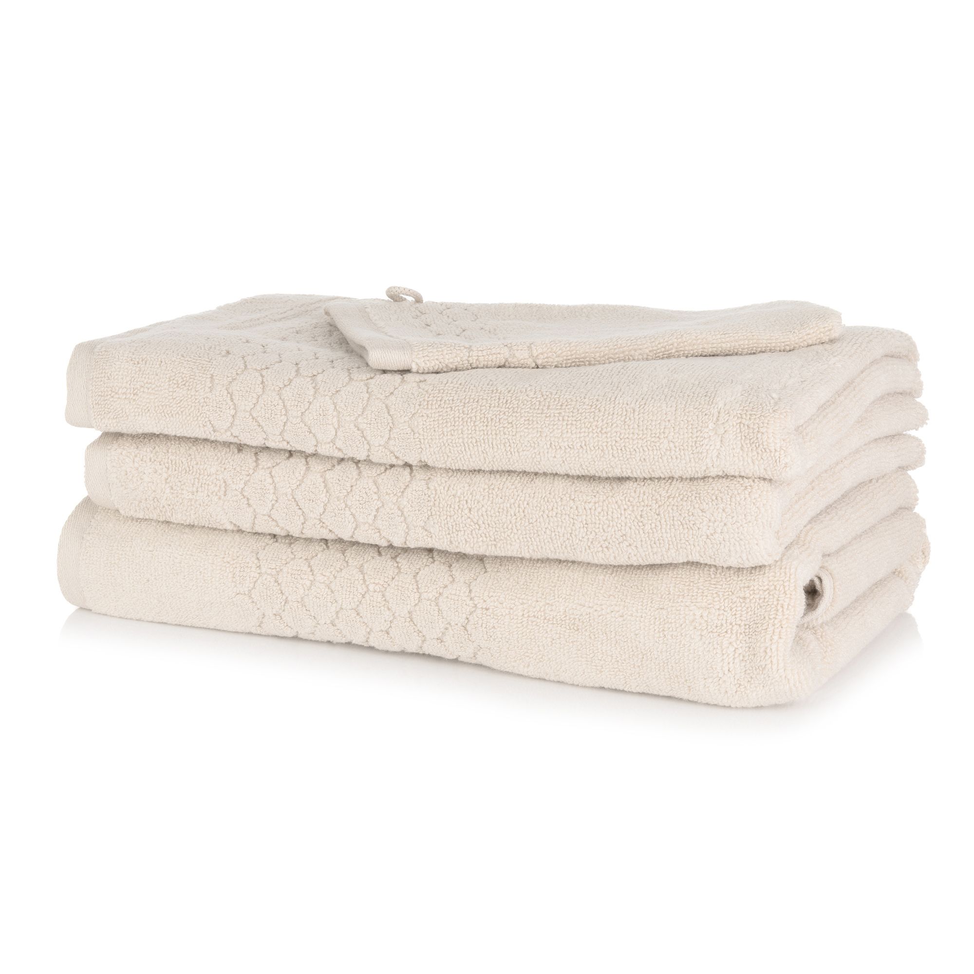 B-Ware SEEDÜNE Handtuch-Set Bubbles-Bordüre 100% Baumwolle, 4tlg.