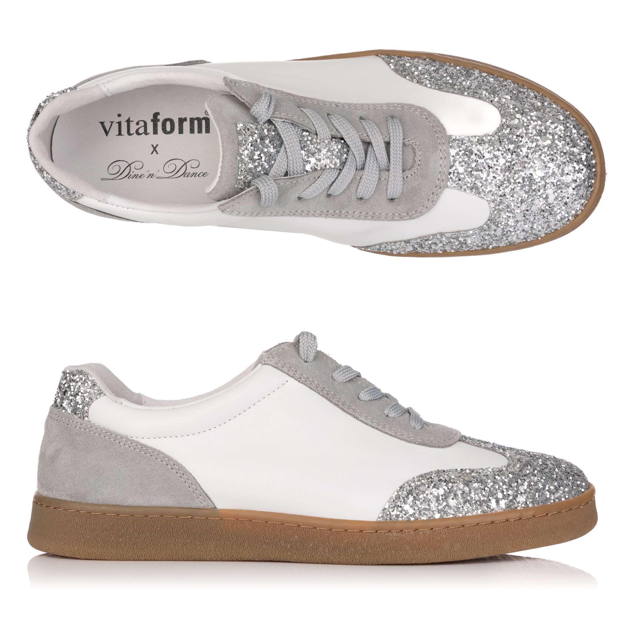 B-Ware DINE 'N' DANCE Damen-Sneaker echt Leder Pailettenmaterial