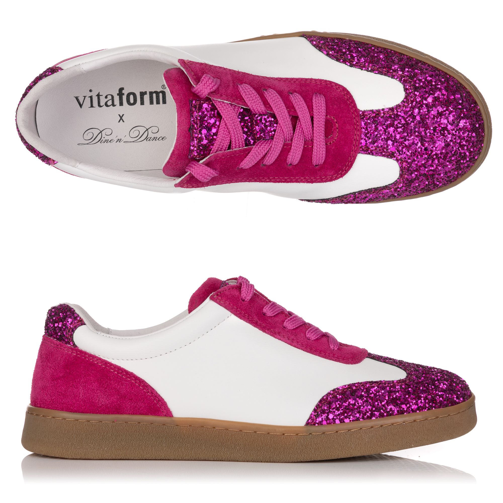 B-Ware DINE 'N' DANCE Damen-Sneaker echt Leder Pailettenmaterial