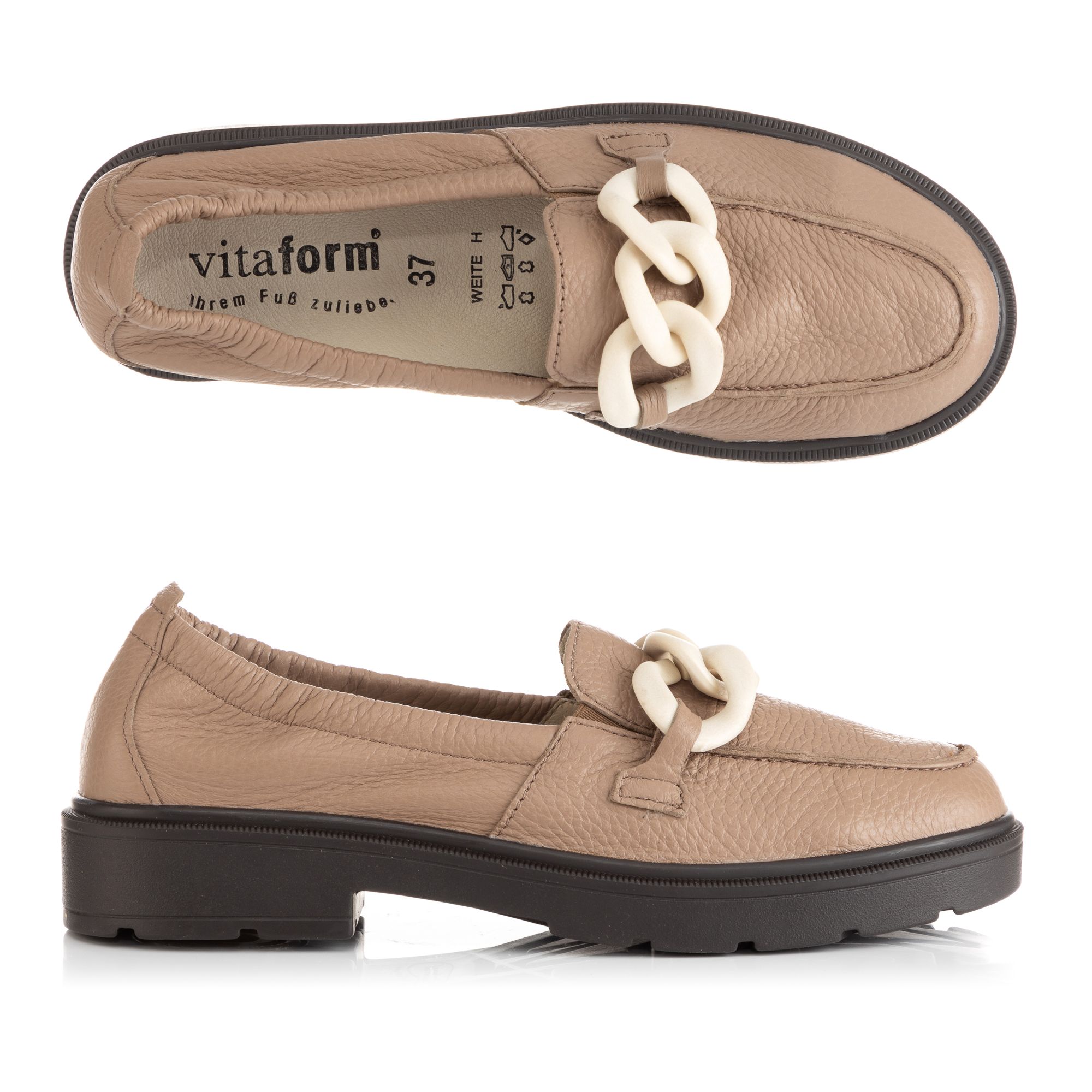 B-Ware VITAFORM Damen-Slipper Hirschleder Ketten-Detail