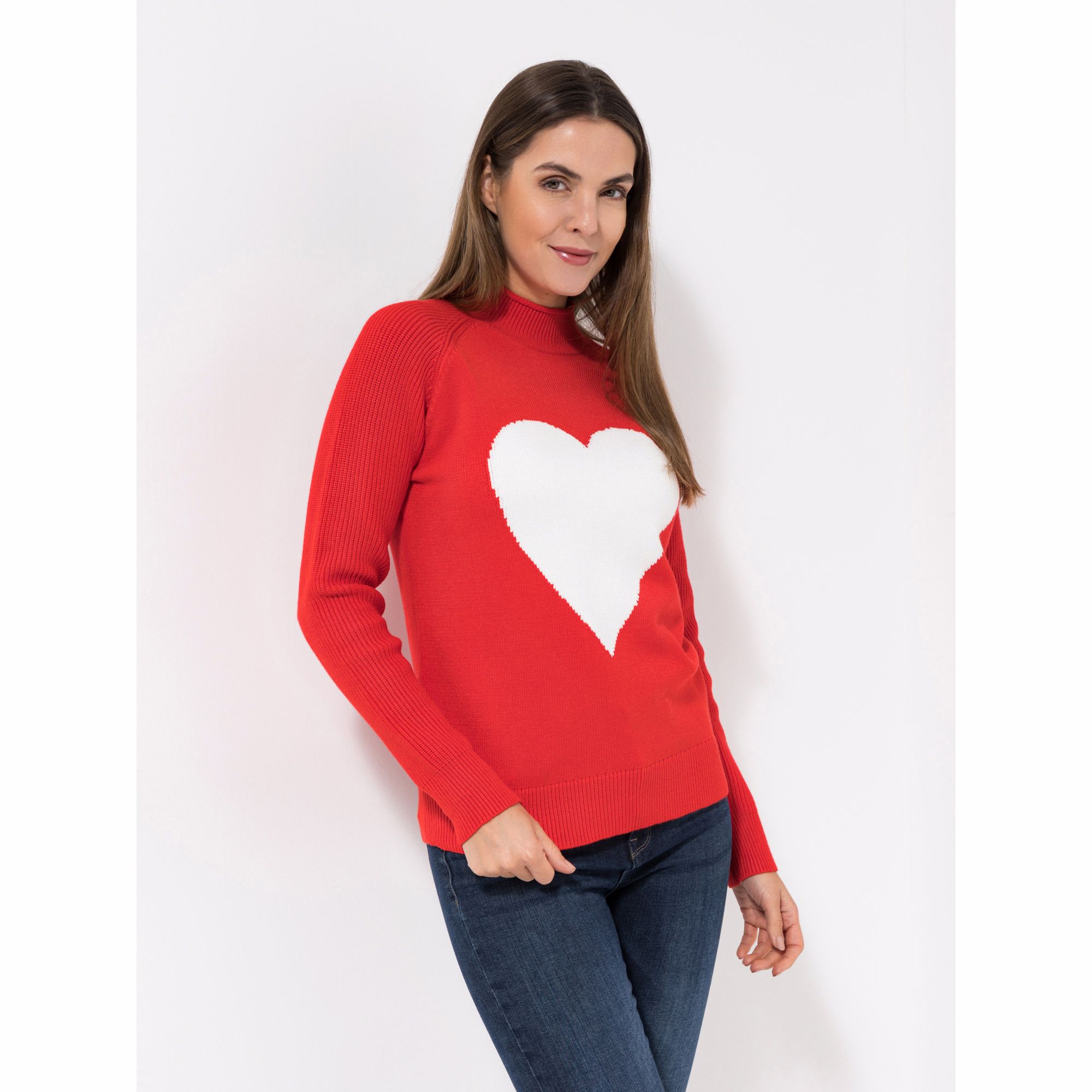 YUTILA Damen Sweatshirt Mit Herzdruck - 70% Baumwolle Bequem & Stylisch
