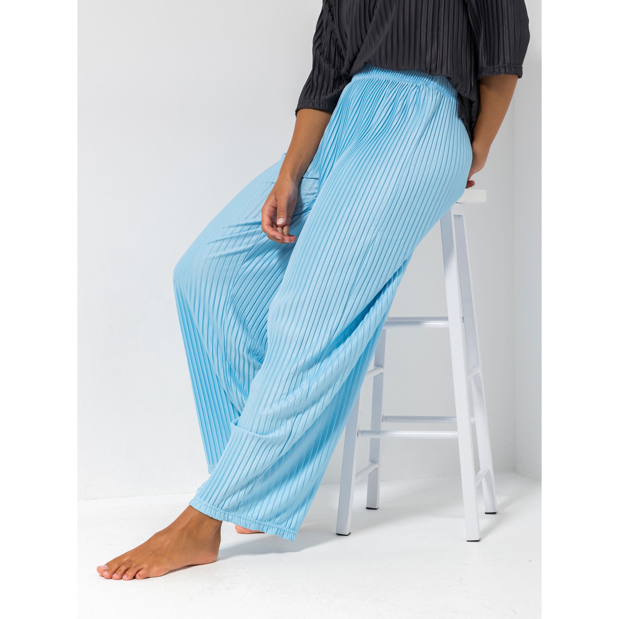 B-Ware JERYMOOD HOMEWEAR Hose, 1/1-Länge Mikrofaser Plissee-Optik