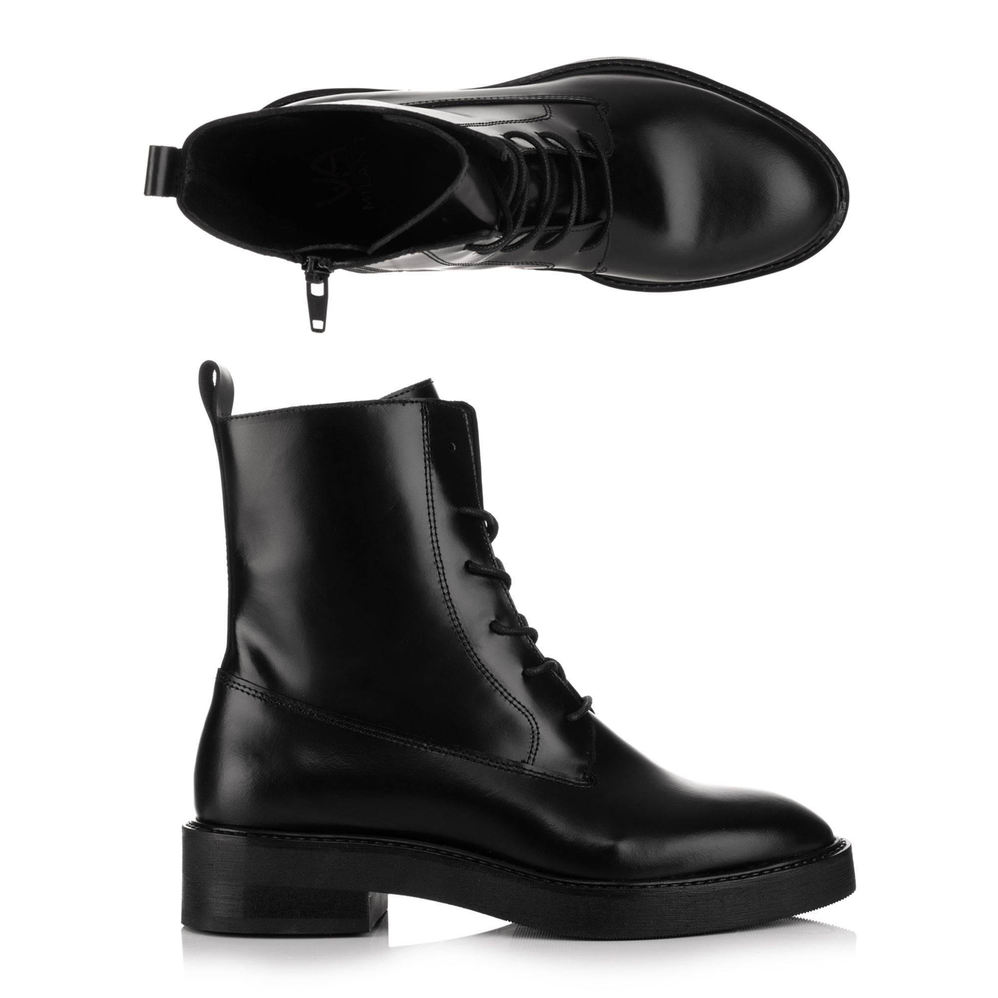 B-Ware VIA MILANO Damen-Stiefelette echt Leder Reißverschluss innen