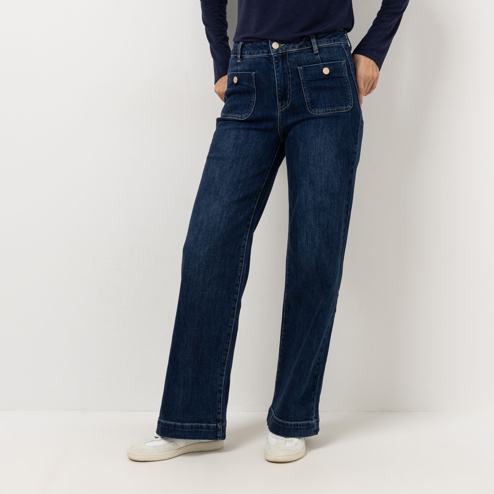 B-Ware STRANDFEIN Jeanshose lange Form aufgesetzte Taschen