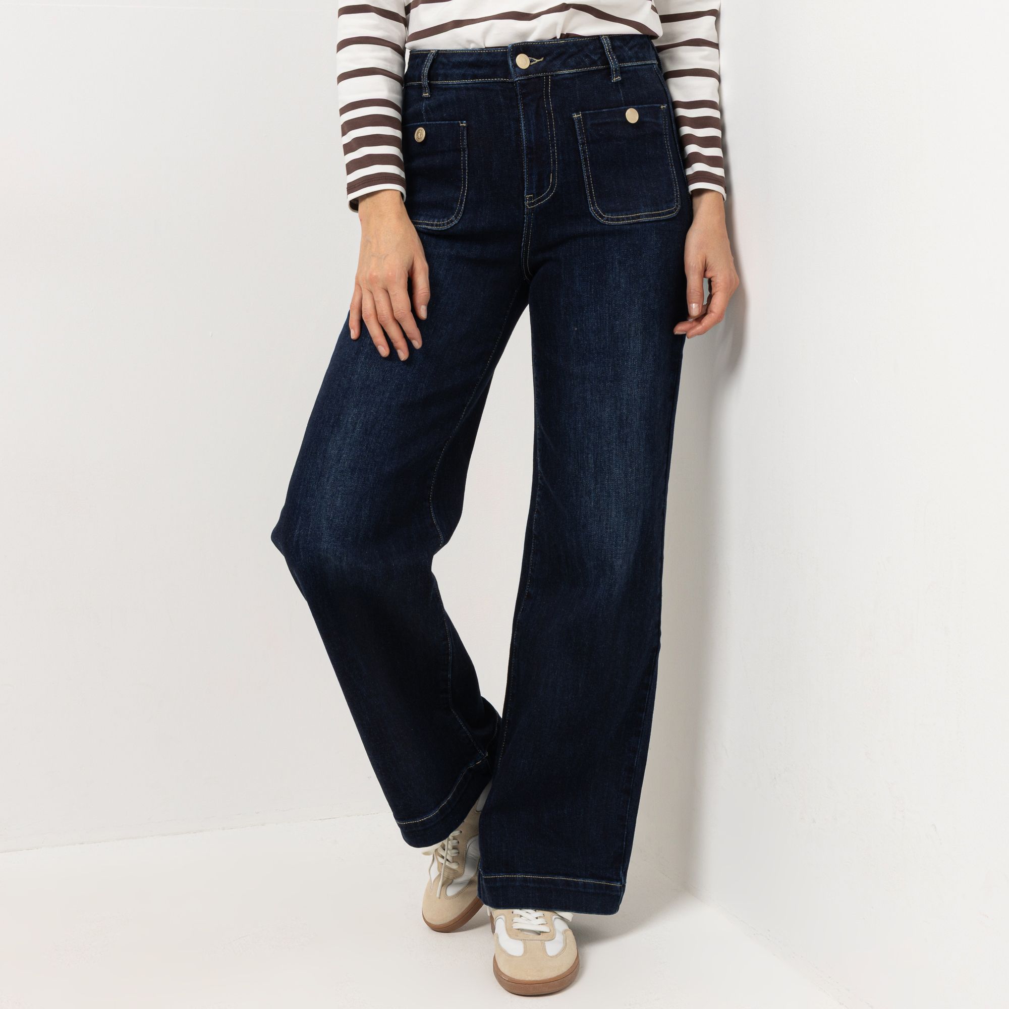 B-Ware STRANDFEIN Jeanshose lange Form aufgesetzte Taschen