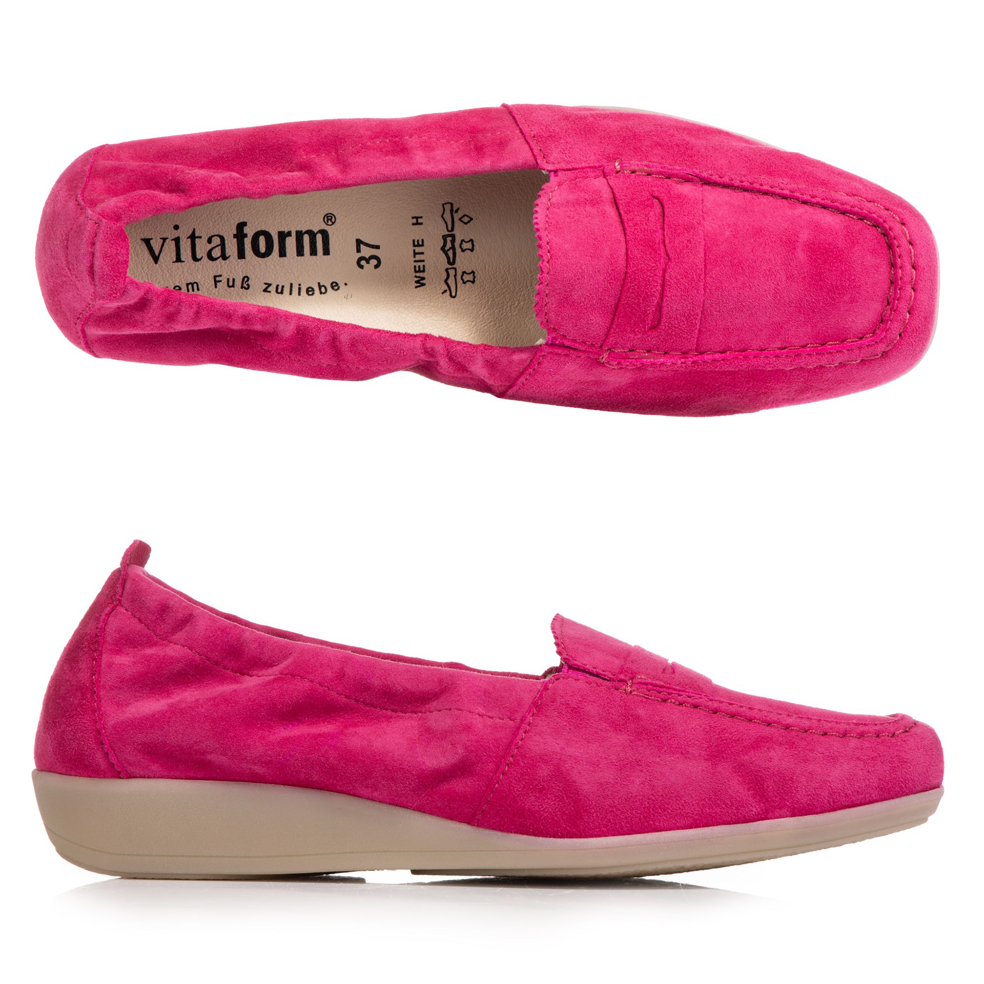 B-Ware VITAFORM Damen-Mokassin Samtziegenleder Trense