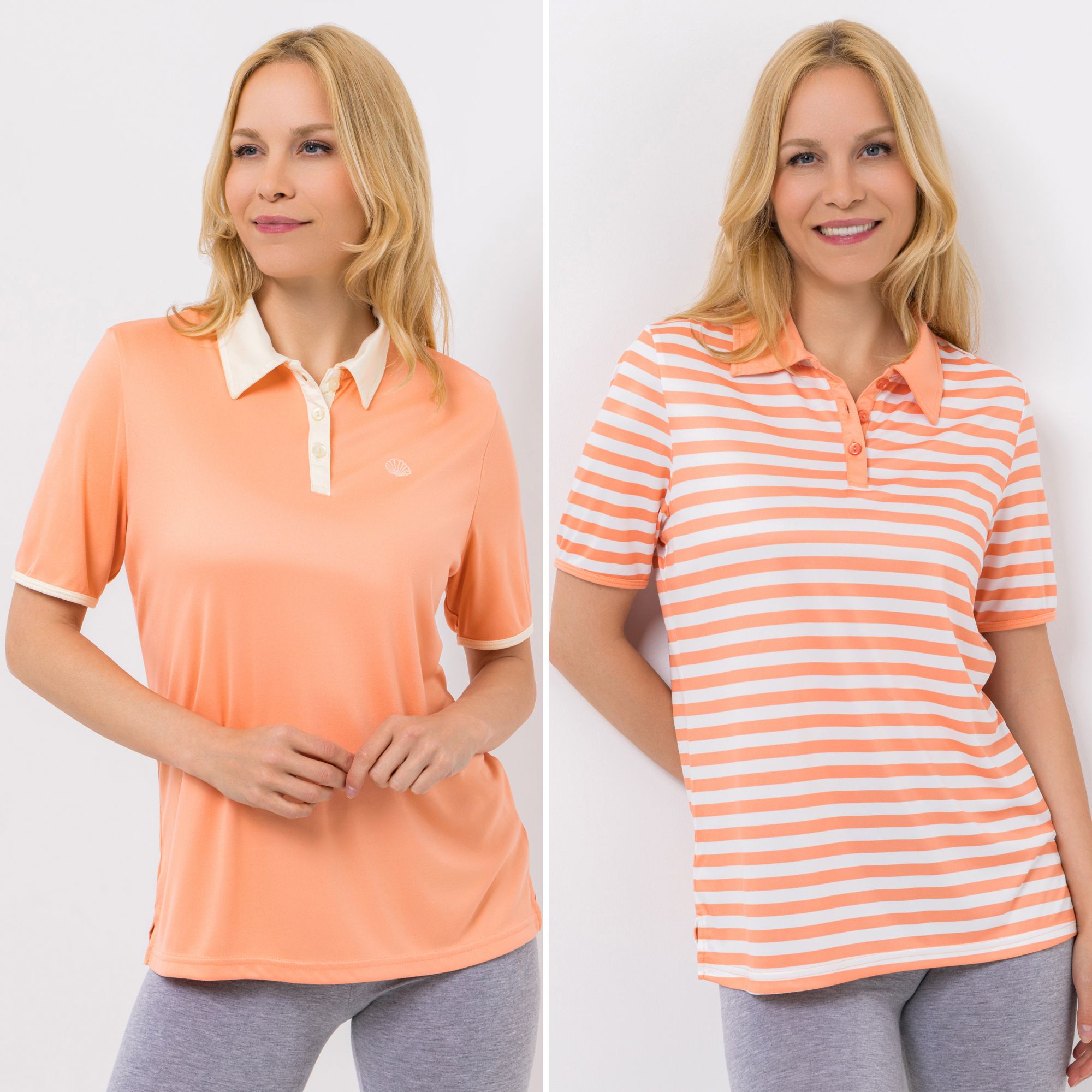 B-Ware JERYMOOD HOMEWEAR 2 Poloshirts, 1/2-Arm Mikrofaser Kontrastdetails