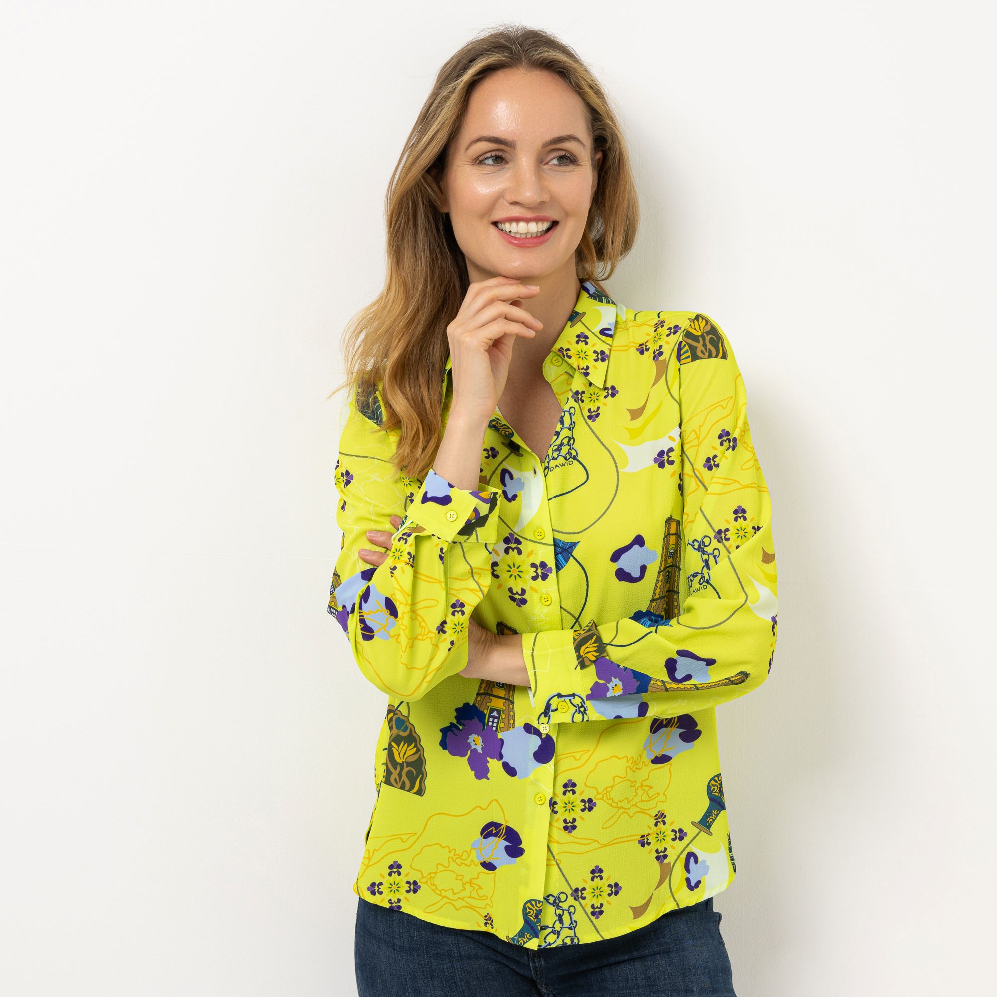 B-Ware DAWID by Dawid Tomaszewski Bluse, Langarm Hemdblusenkragen