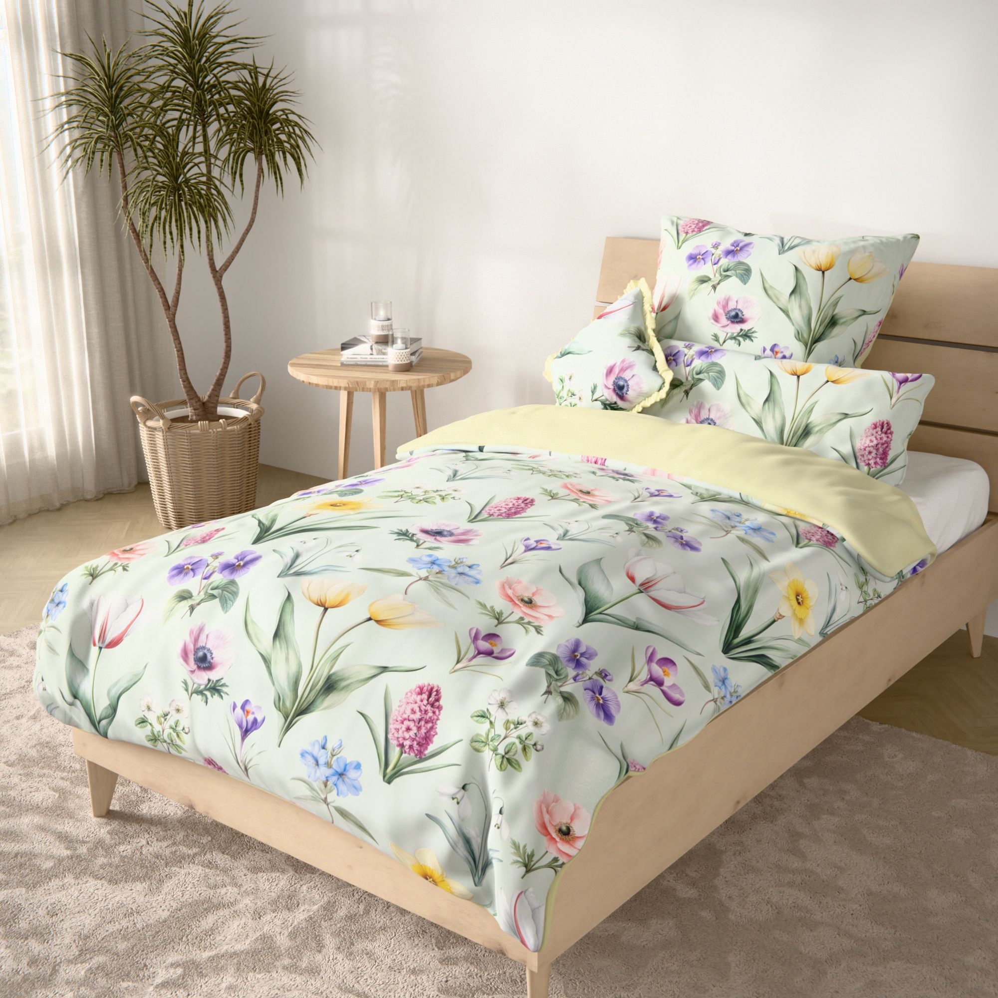 B-Ware JERYMOOD extra soft Wendebettwäsche Blumenvariationen Mikrofaser Jersey