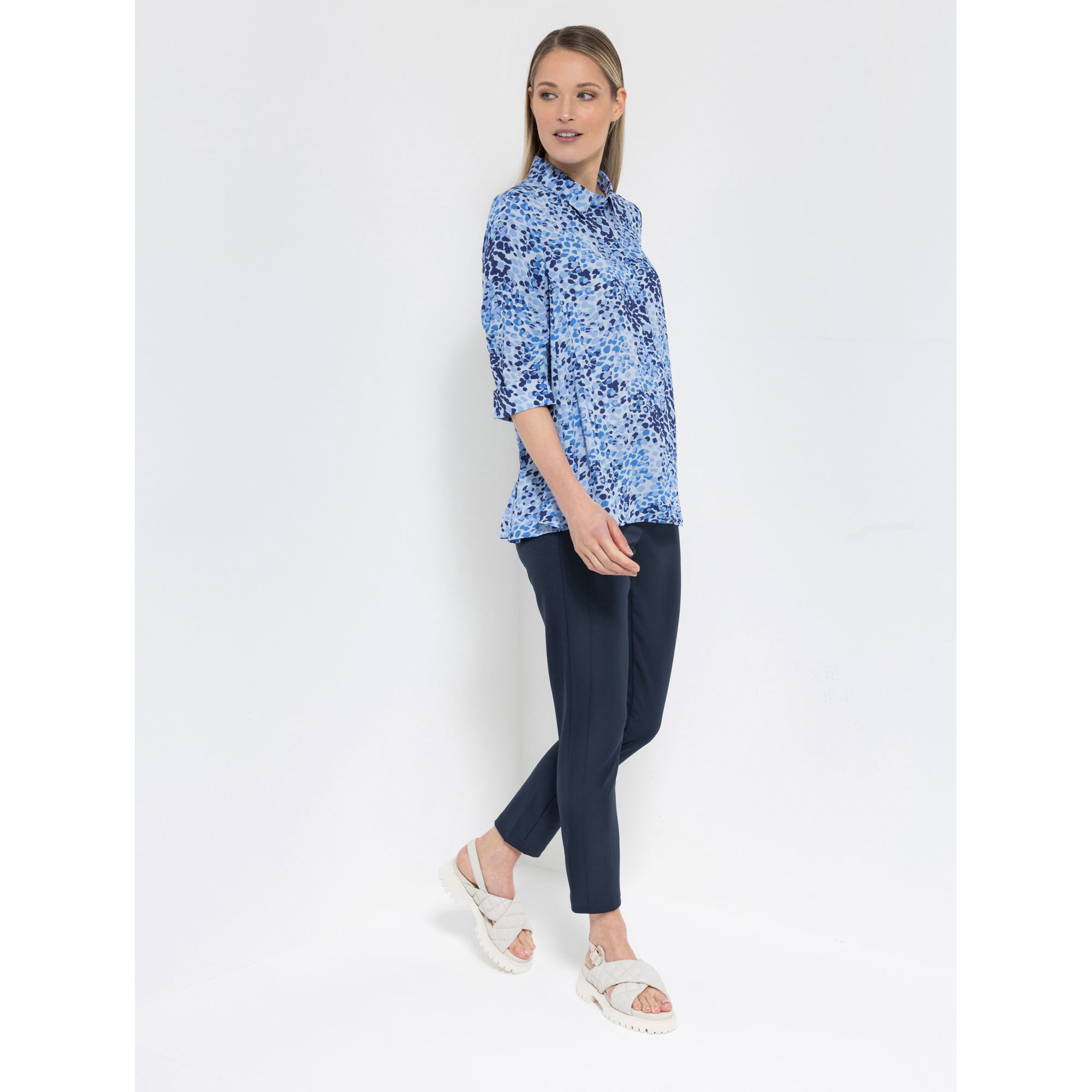 B-Ware STEFFEN SCHRAUT Bluse, Capri 3/4-Arm gerafft durchgeknöpft