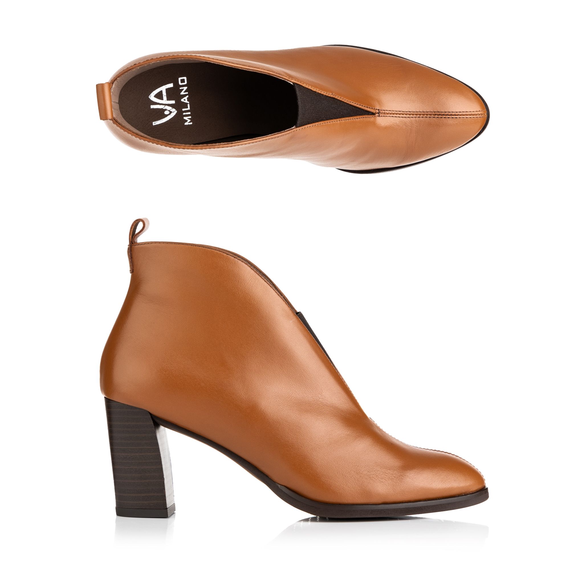 B-Ware VIA MILANO Damen-Stiefelette echt Leder Absatz ca. 7cm