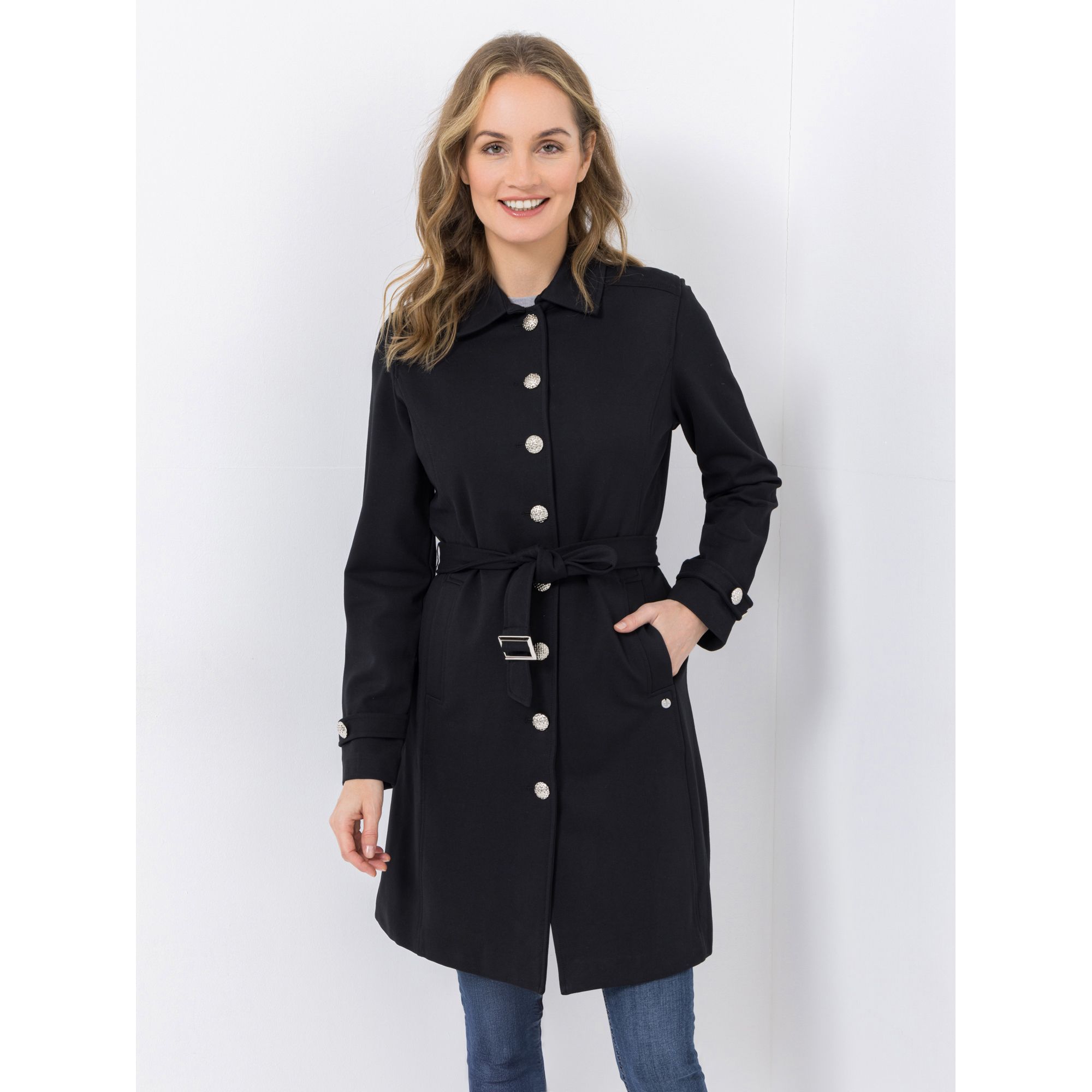 B-Ware EVA LUTZ Mantel mit Bindegürtel Knopfleiste