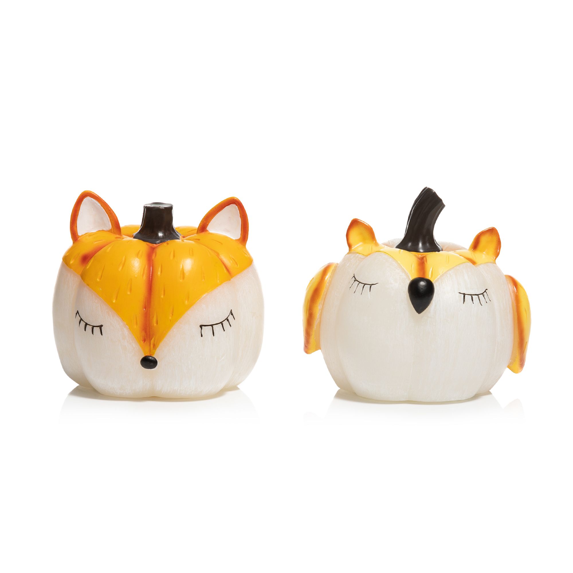 B-Ware ELAMBIA 2 LED-Figurenkerzen Kürbistiere 5h-Timerfunktion