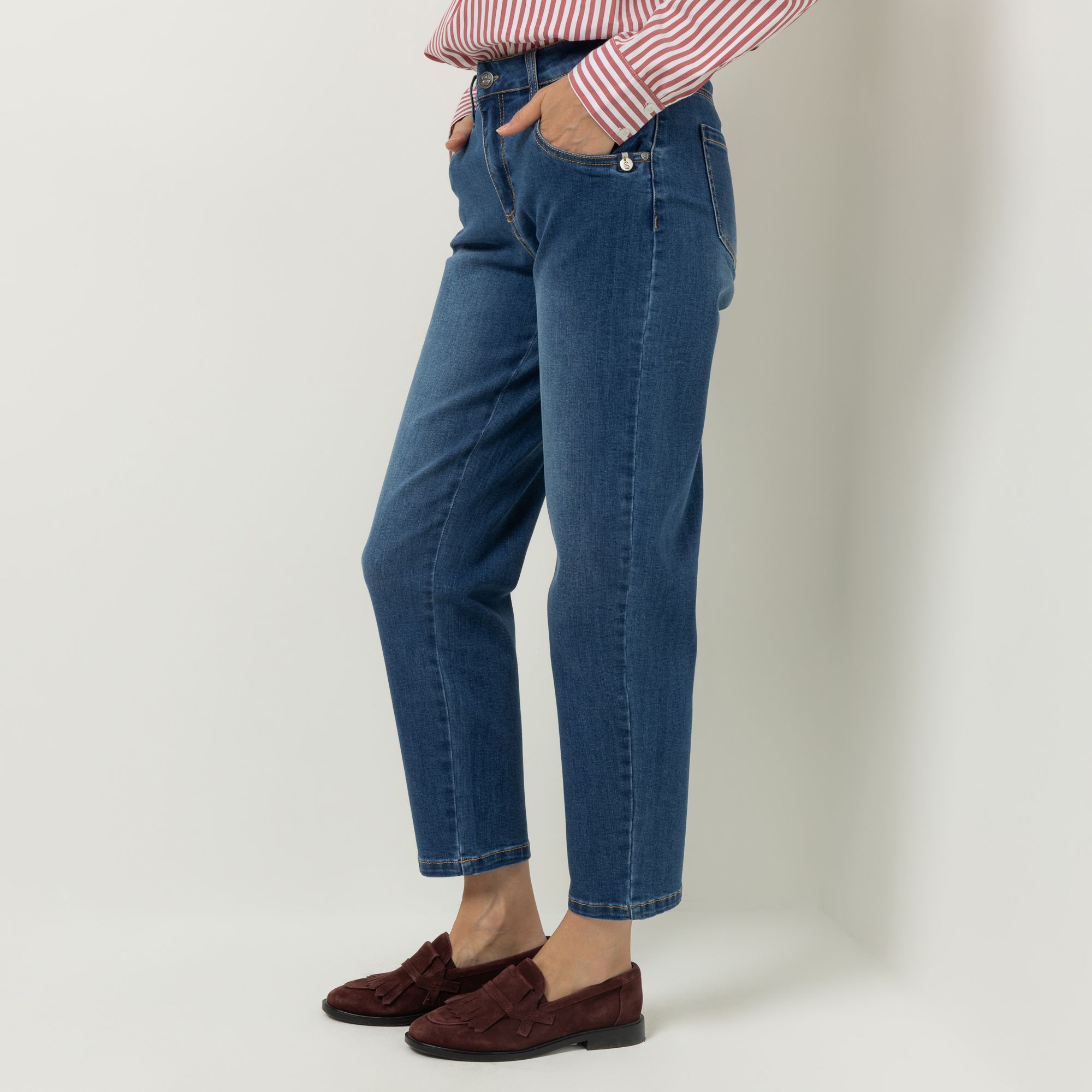 B-Ware STRANDFEIN Jeanshose 5-Pocket-Style bedruckt