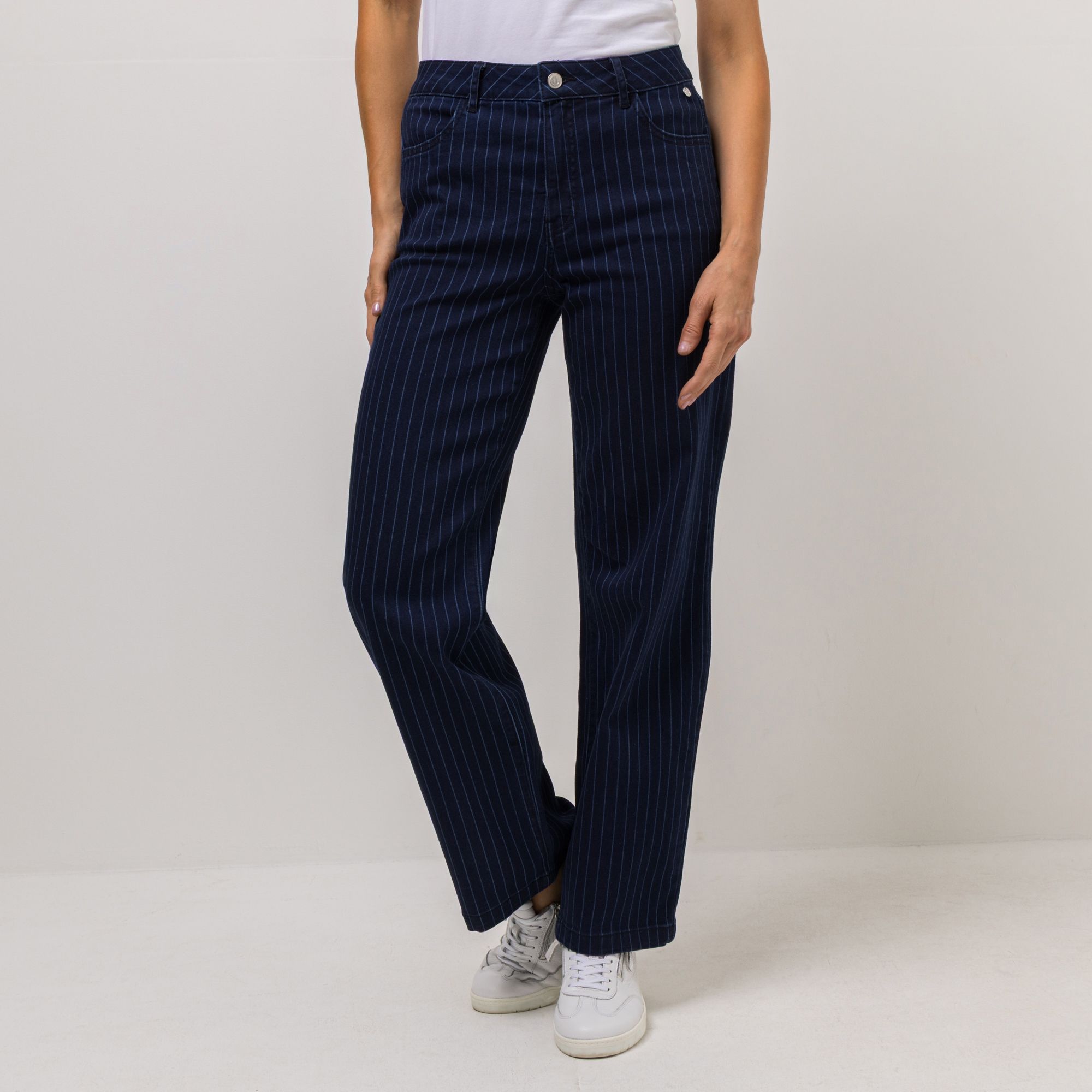 B-Ware EVA LUTZ Jeanshose, lange Form mit Taschen Nadelstreifen