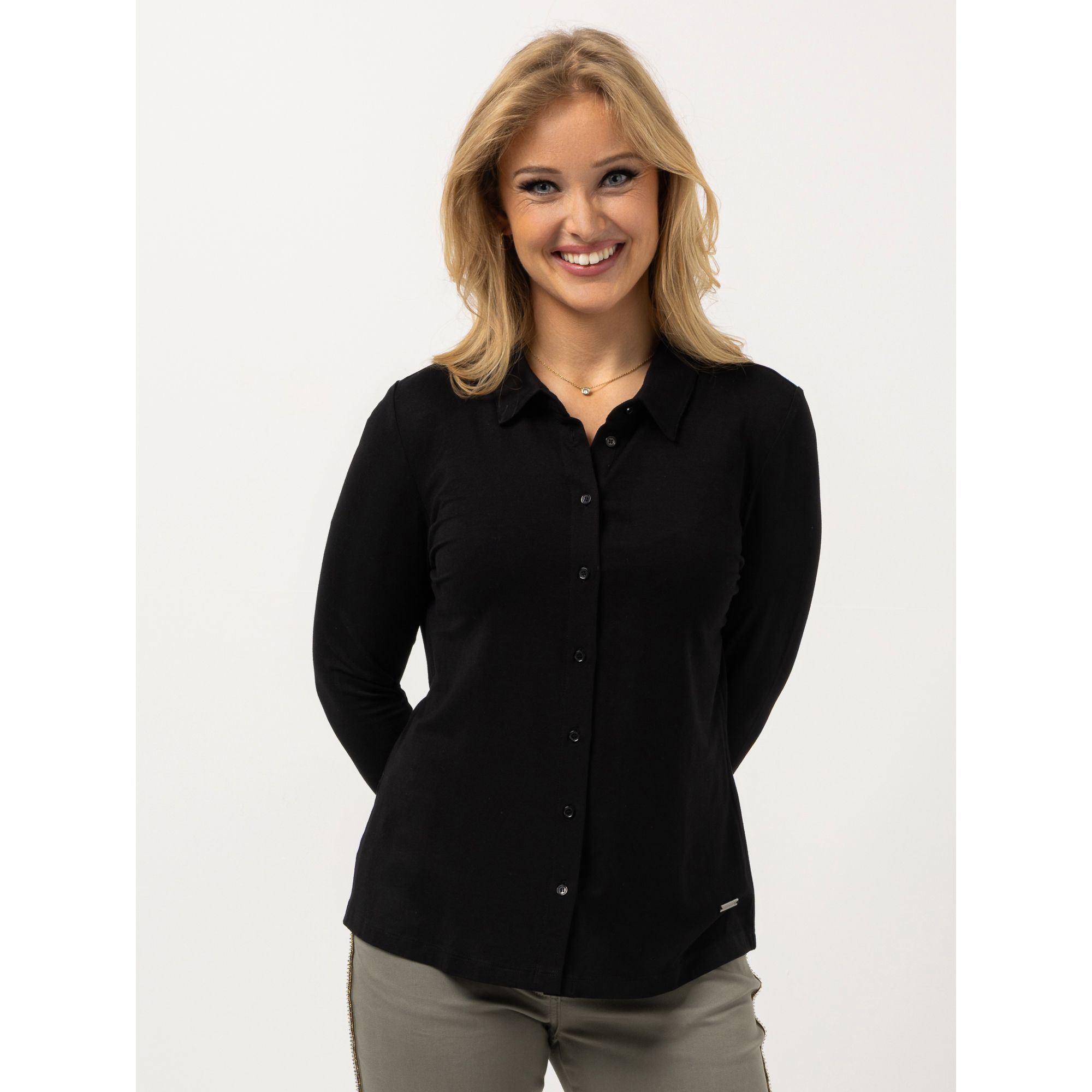 B-Ware AMINATI® Jerseybluse, 1/1-Arm Hemdblusenkragen Knopfleiste