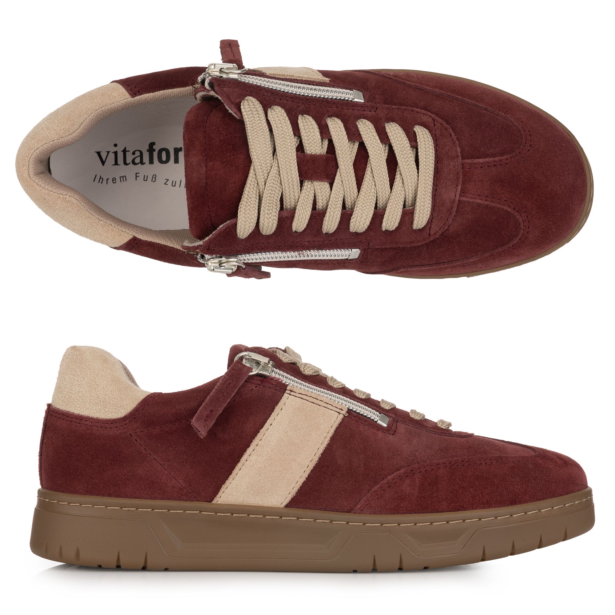 B-Ware VITAFORM Damen-Sneaker Veloursleder Reißverschluss