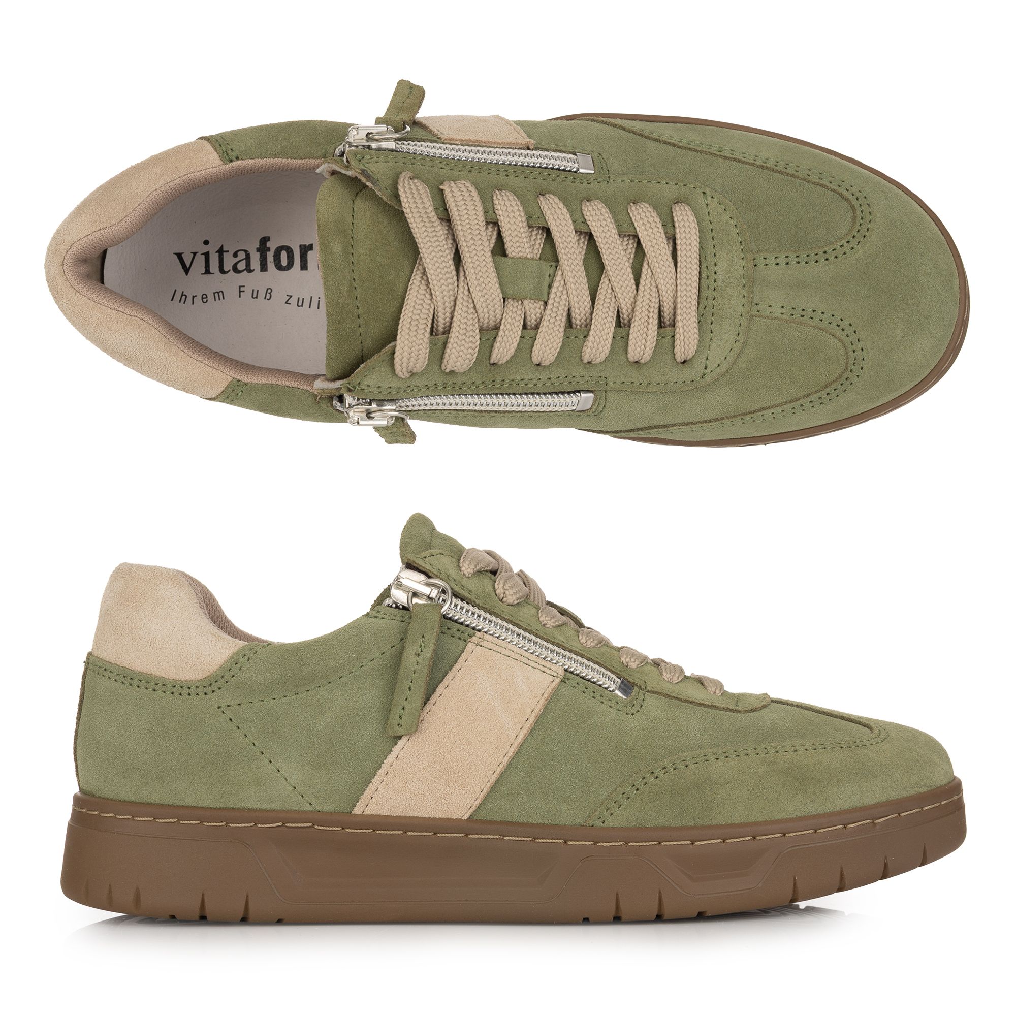 B-Ware VITAFORM Damen-Sneaker Veloursleder Reißverschluss