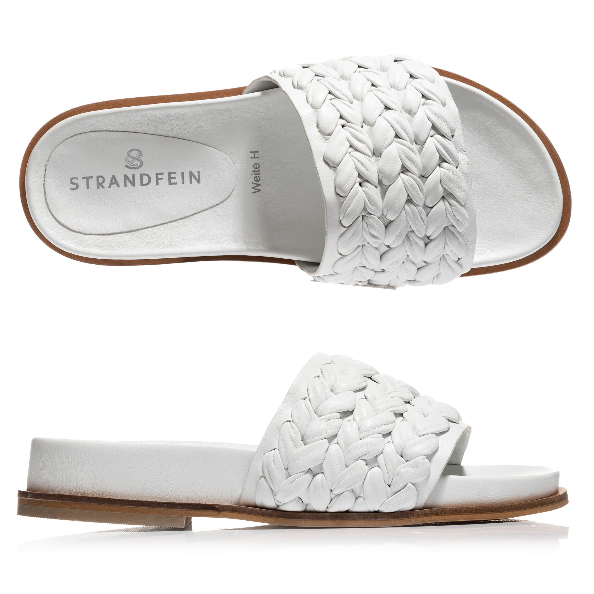B-Ware STRANDFEIN Damen-Pantolette echt Leder Flecht-Optik