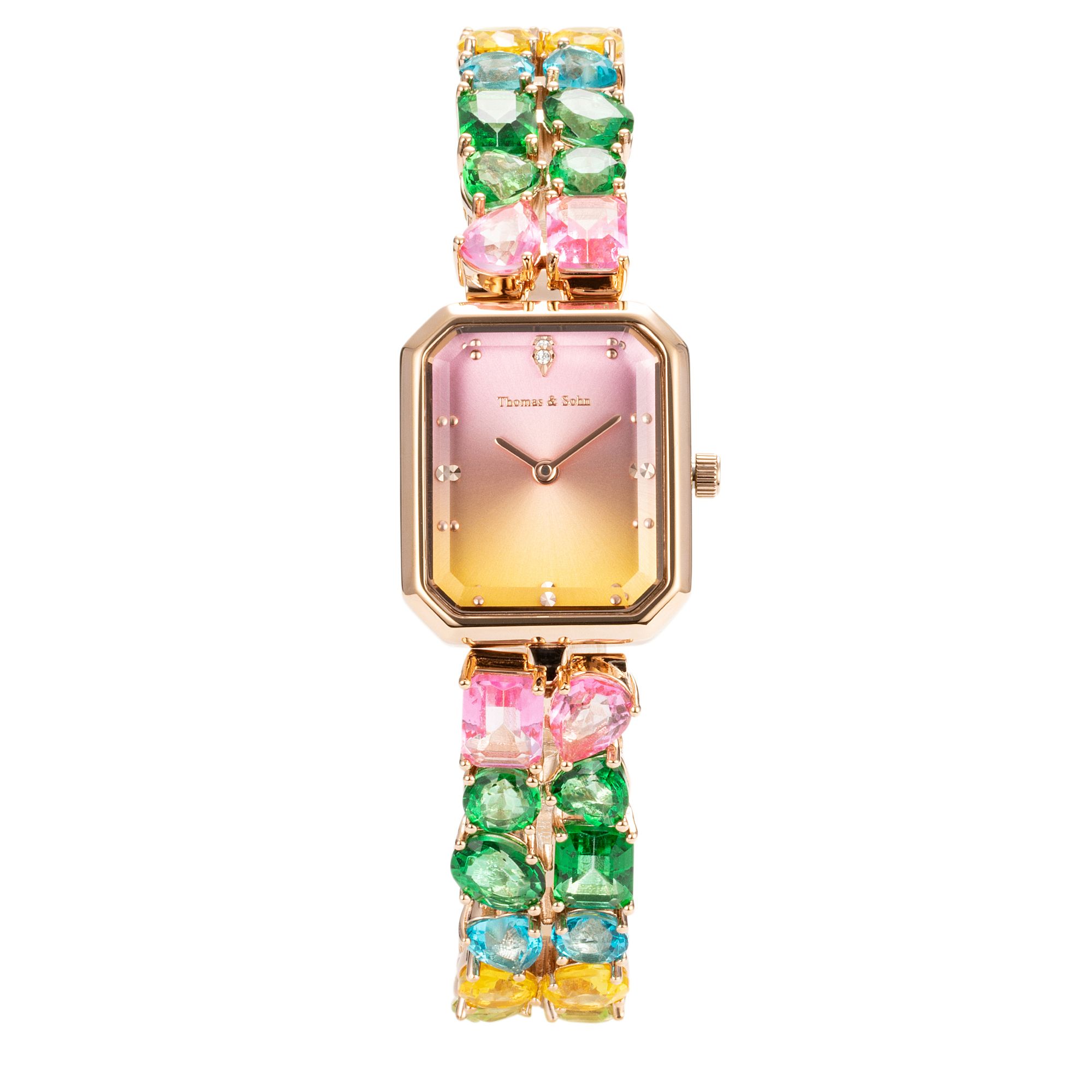 B-Ware THOMAS & SOHN Edelsteine 18,92ct Damenuhr Quarzwerk