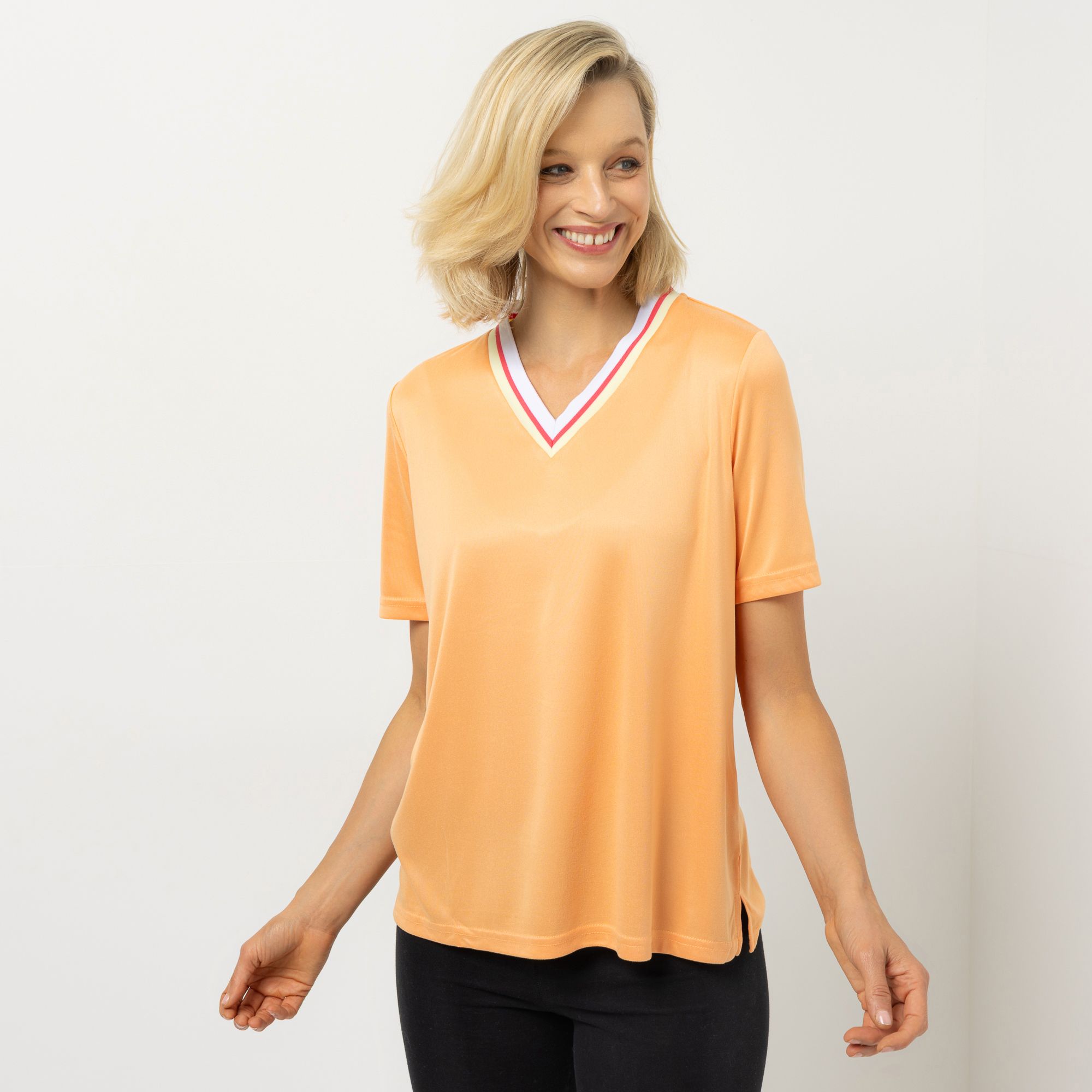 B-Ware JERYMOOD HOMEWEAR Shirt, 1/2-Arm V-Ausschnitt gestreifte Blende
