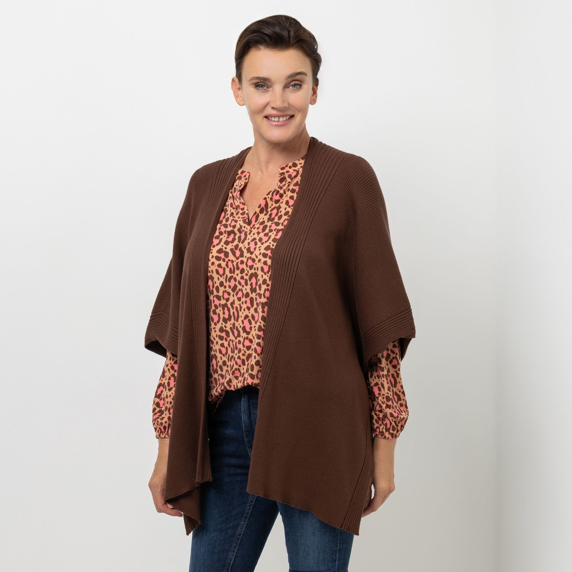 B-Ware VIA MILANO Strick-Cape offene Front weite Form