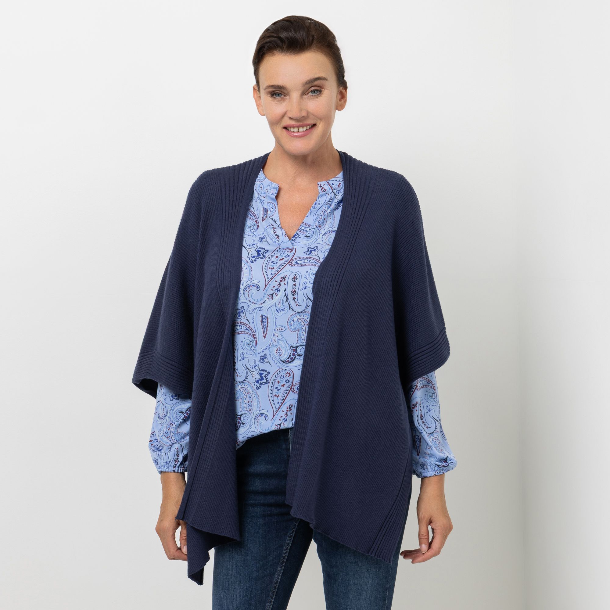 B-Ware VIA MILANO Strick-Cape offene Front weite Form