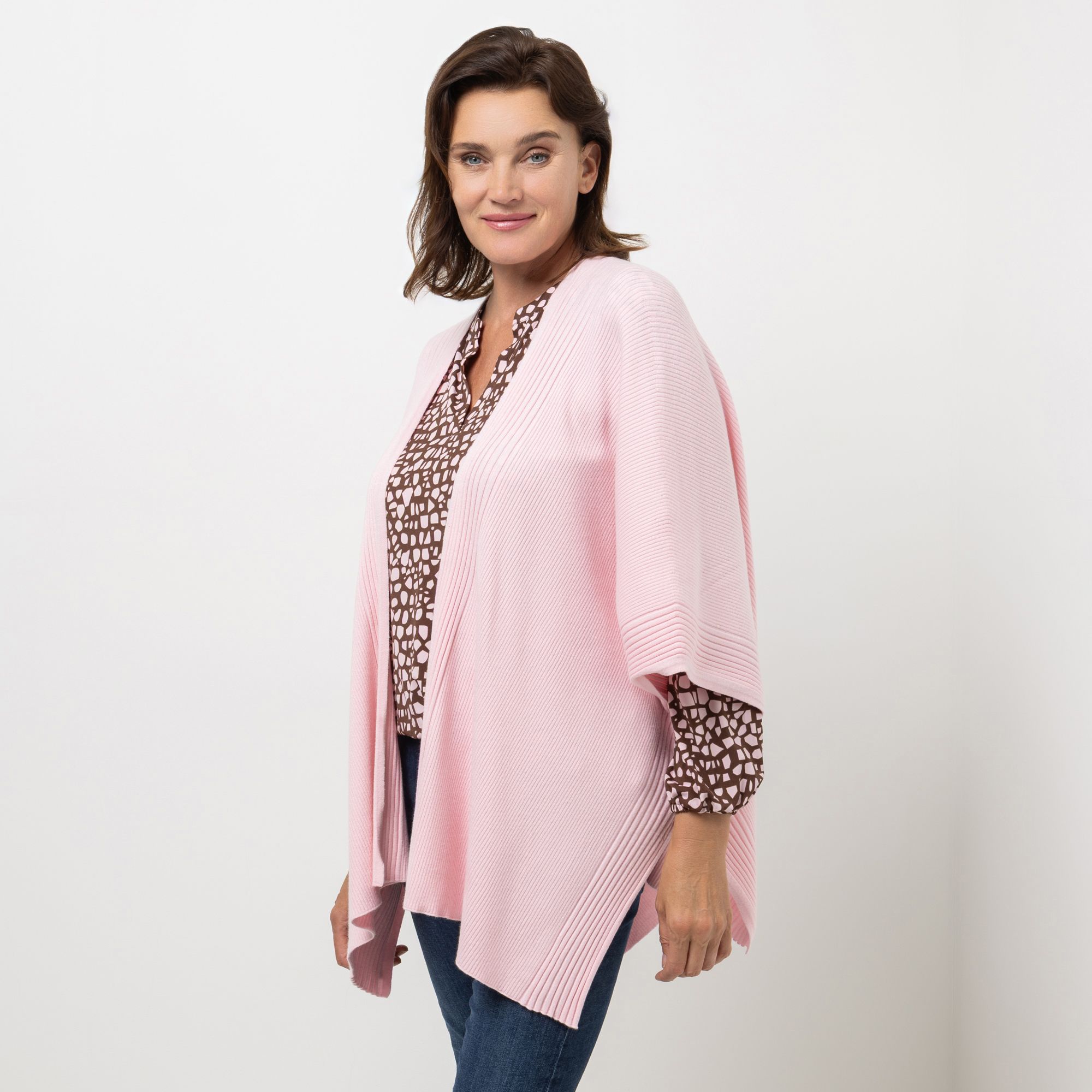 B-Ware VIA MILANO Strick-Cape offene Front weite Form