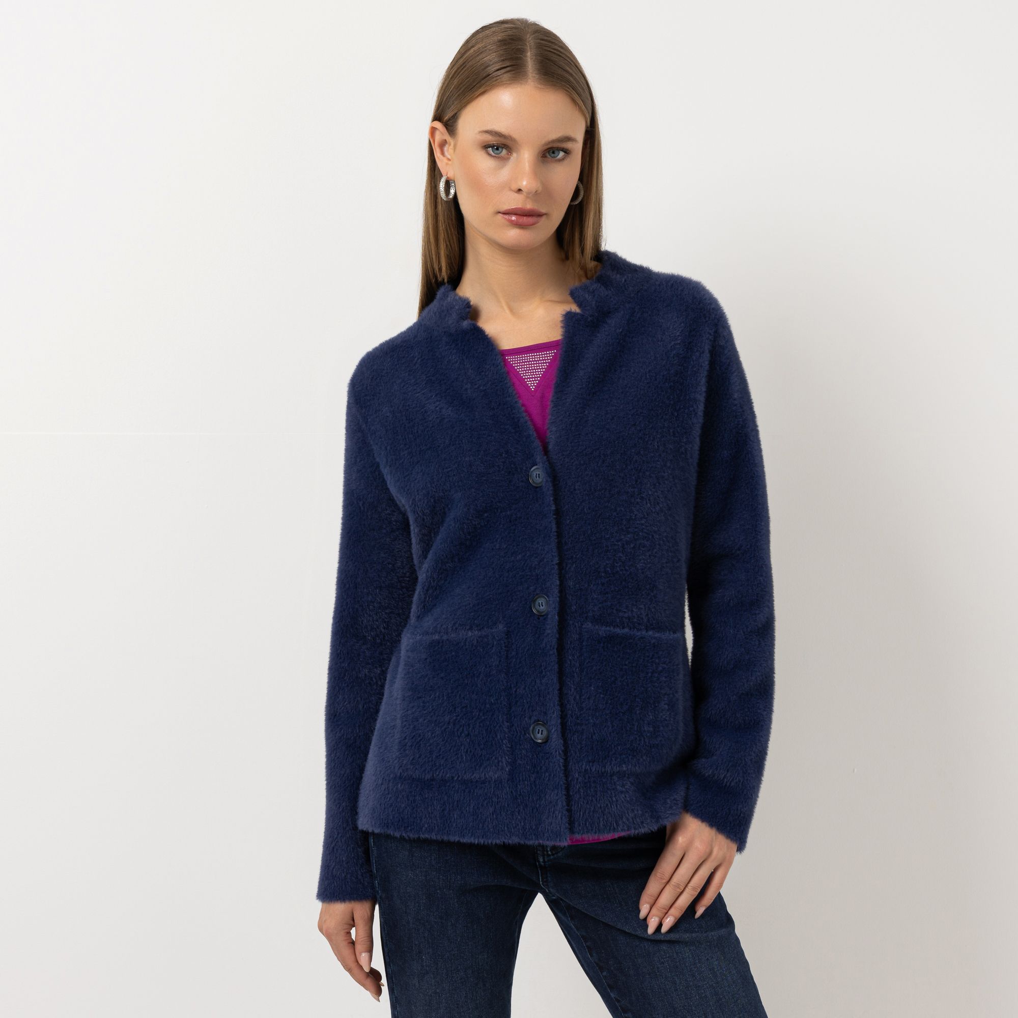 B-Ware STEFFEN SCHRAUT Cardigan schmaler Stehkragen flauschiger Strick