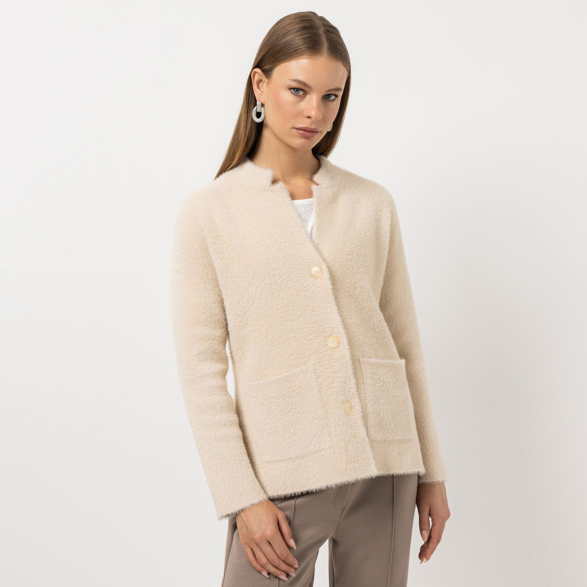 B-Ware STEFFEN SCHRAUT Cardigan schmaler Stehkragen flauschiger Strick