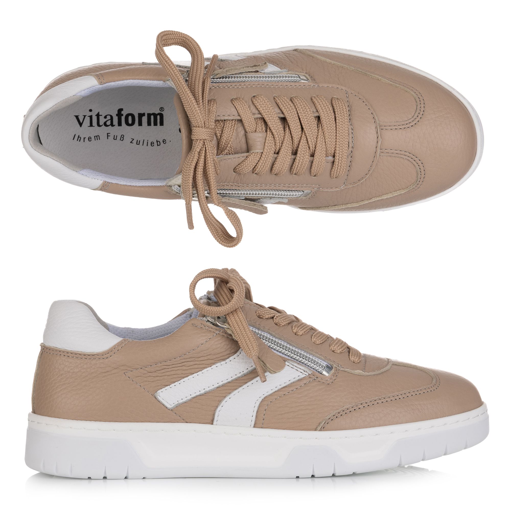 B-Ware VITAFORM Damen-Sneaker Hirschleder 2 Reißverschlüsse