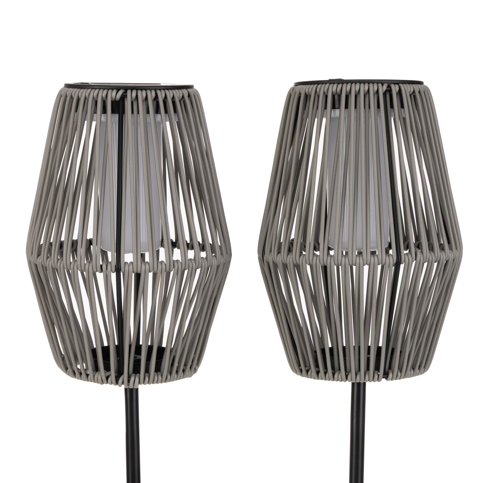 B-Ware LUMIDA Garden 2 Solar-Gartenfackeln Flamm-Effekt Rattan-Optik