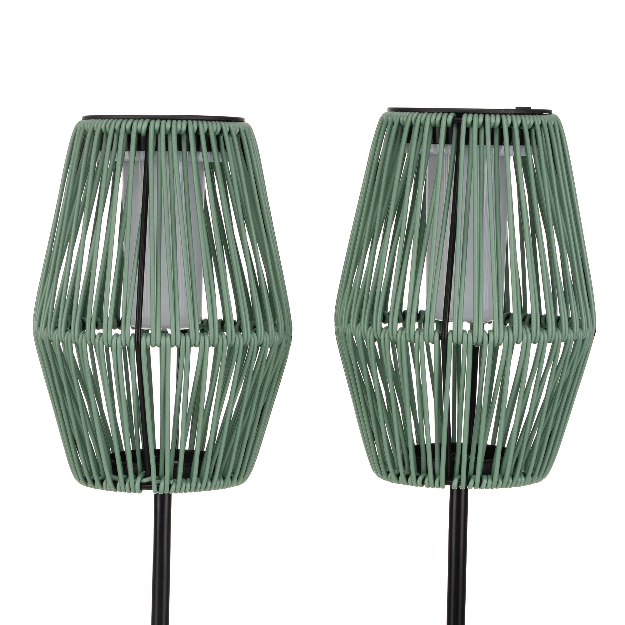 B-Ware LUMIDA Garden 2 Solar-Gartenfackeln Flamm-Effekt Rattan-Optik