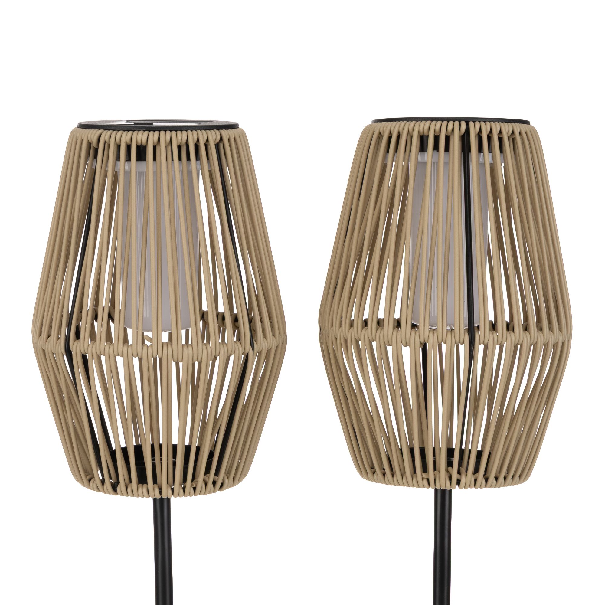 B-Ware LUMIDA Garden 2 Solar-Gartenfackeln Flamm-Effekt Rattan-Optik