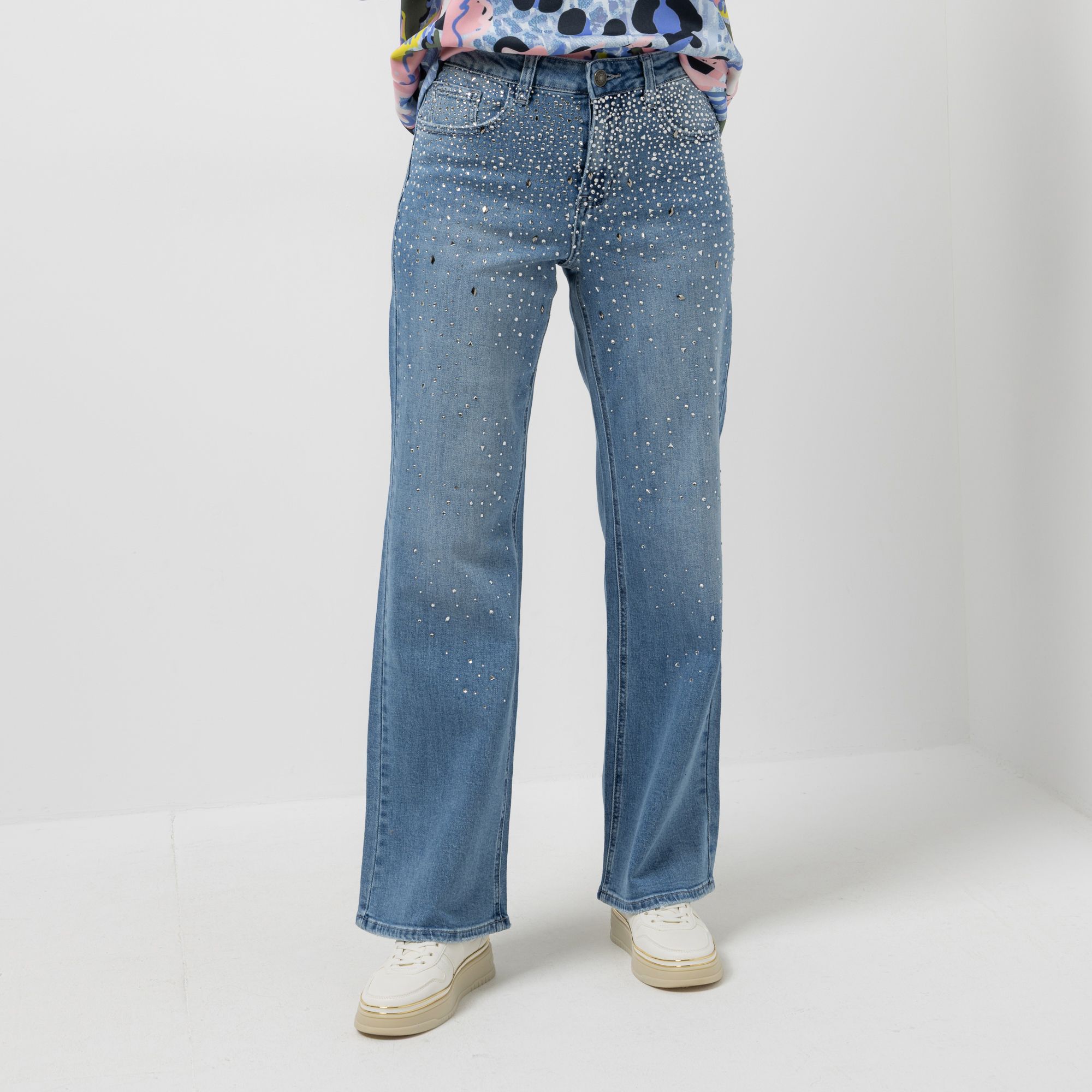 B-Ware DINE 'N' DANCE Jeanshose 1/1-Länge Strasssteine