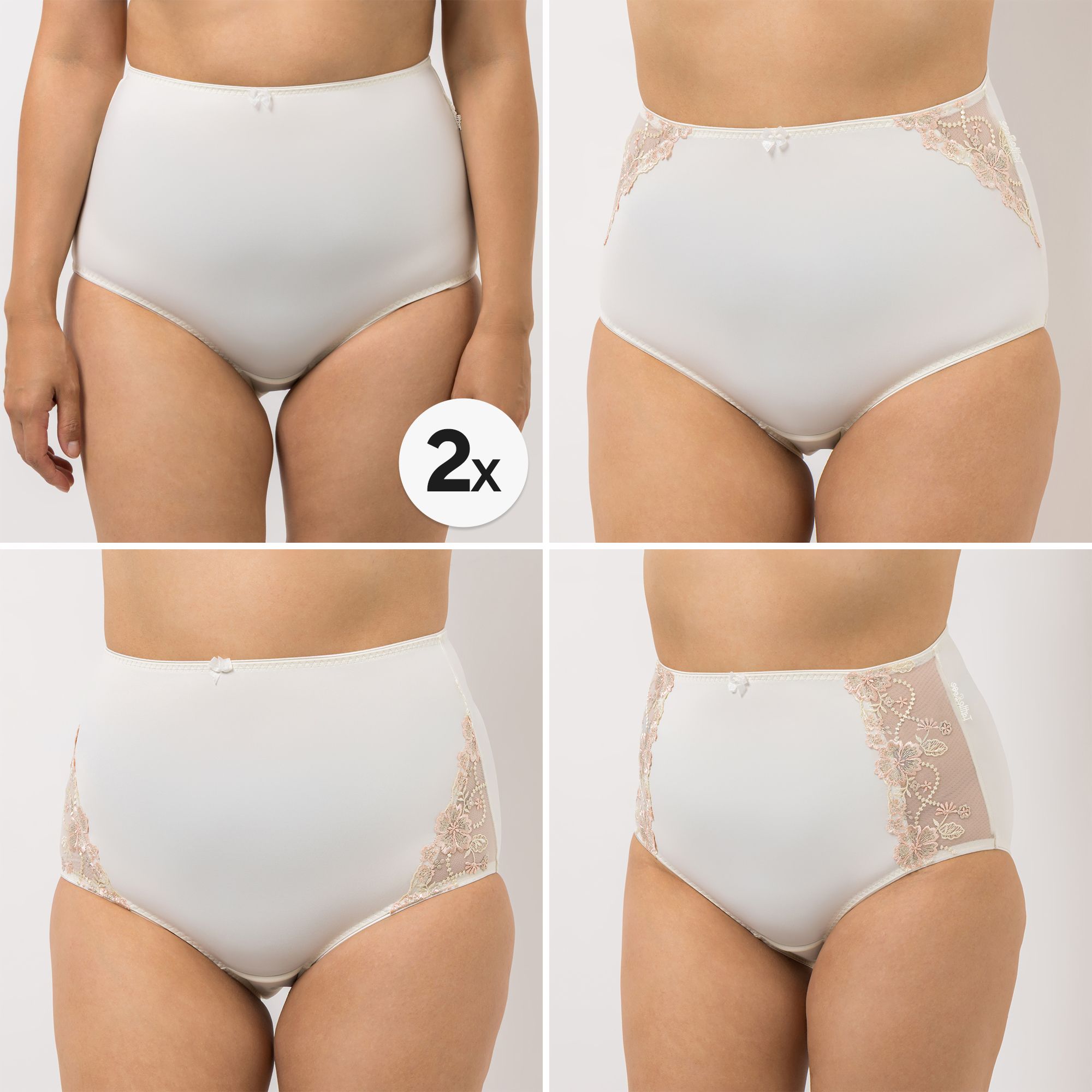 B-Ware LITTLE ROSE 5 Maxislips Mikrofaser 3x Stickereidetails