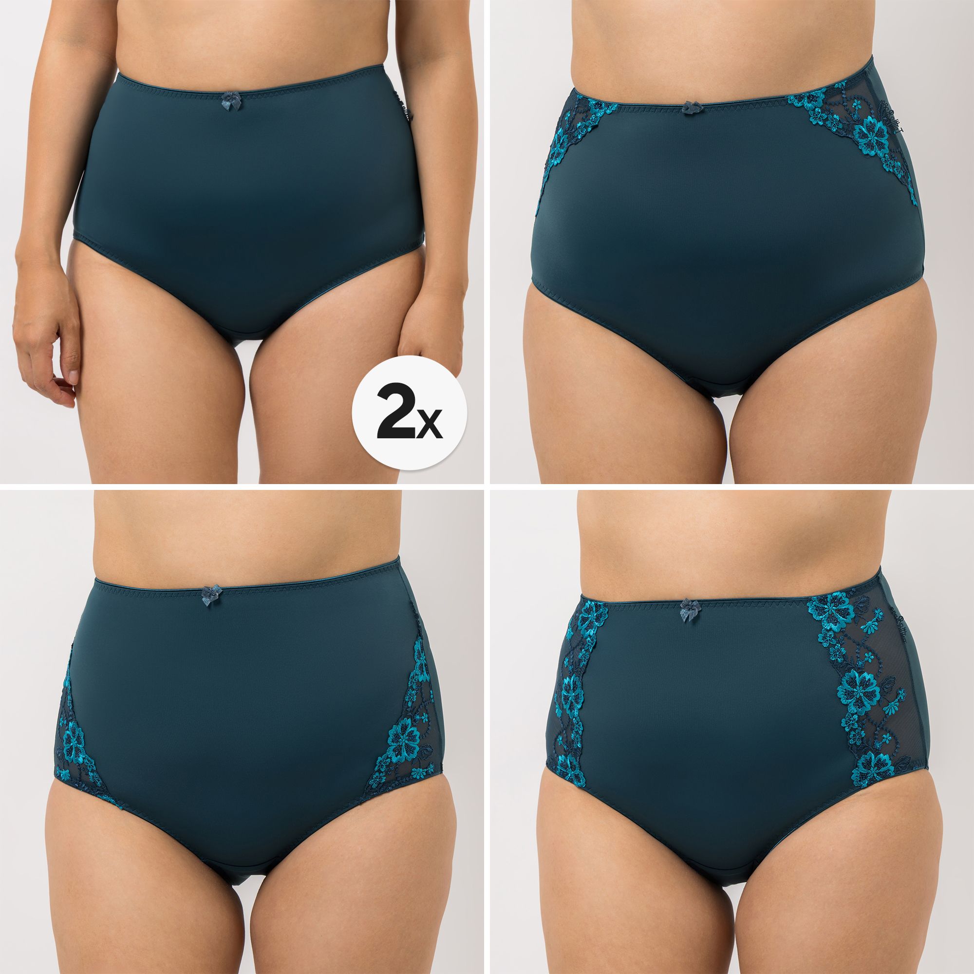 B-Ware LITTLE ROSE 5 Maxislips Mikrofaser 3x Stickereidetails