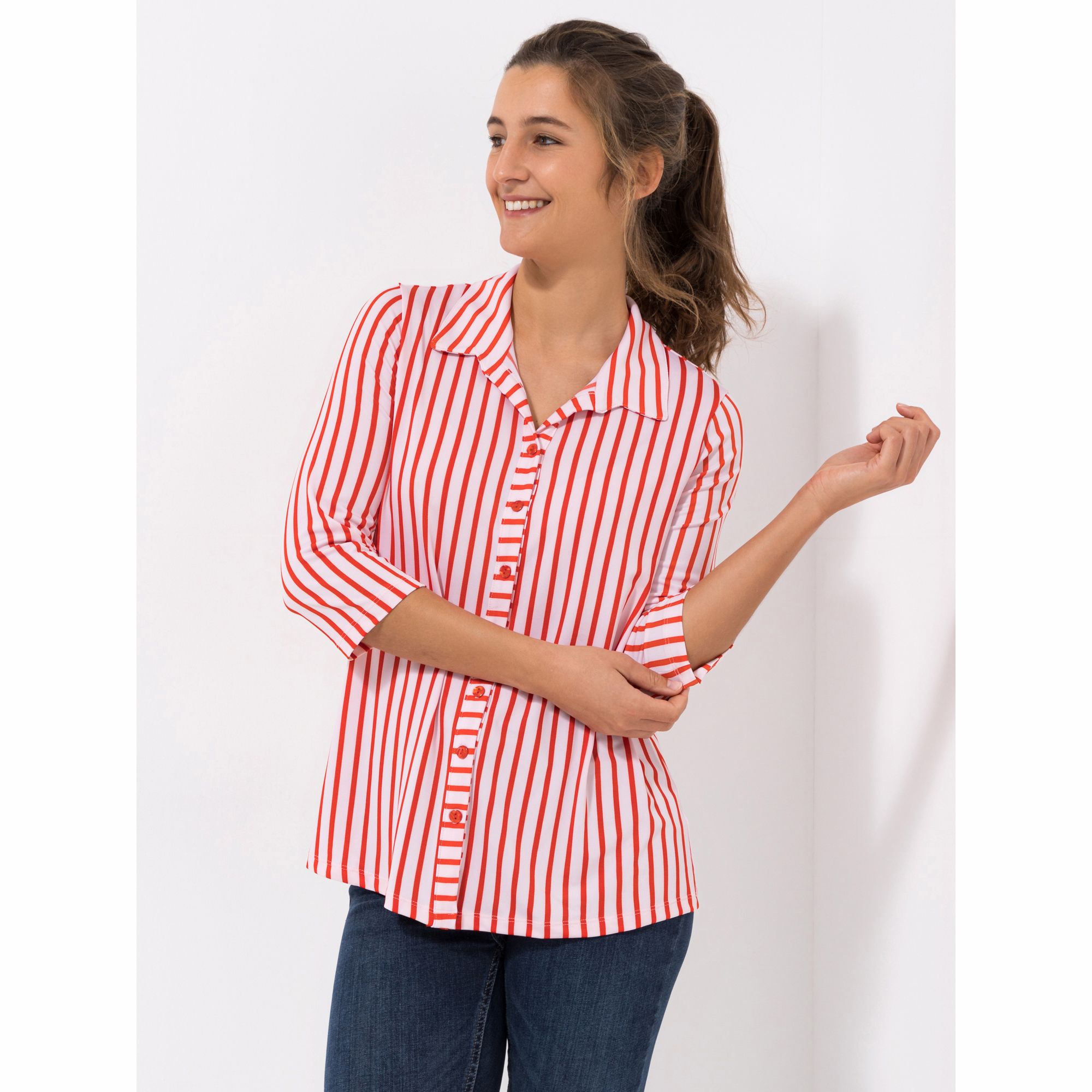 B-Ware KIM & CO. Shirt, 3/4-Arm Brazil Knit Jersey Knopfleiste