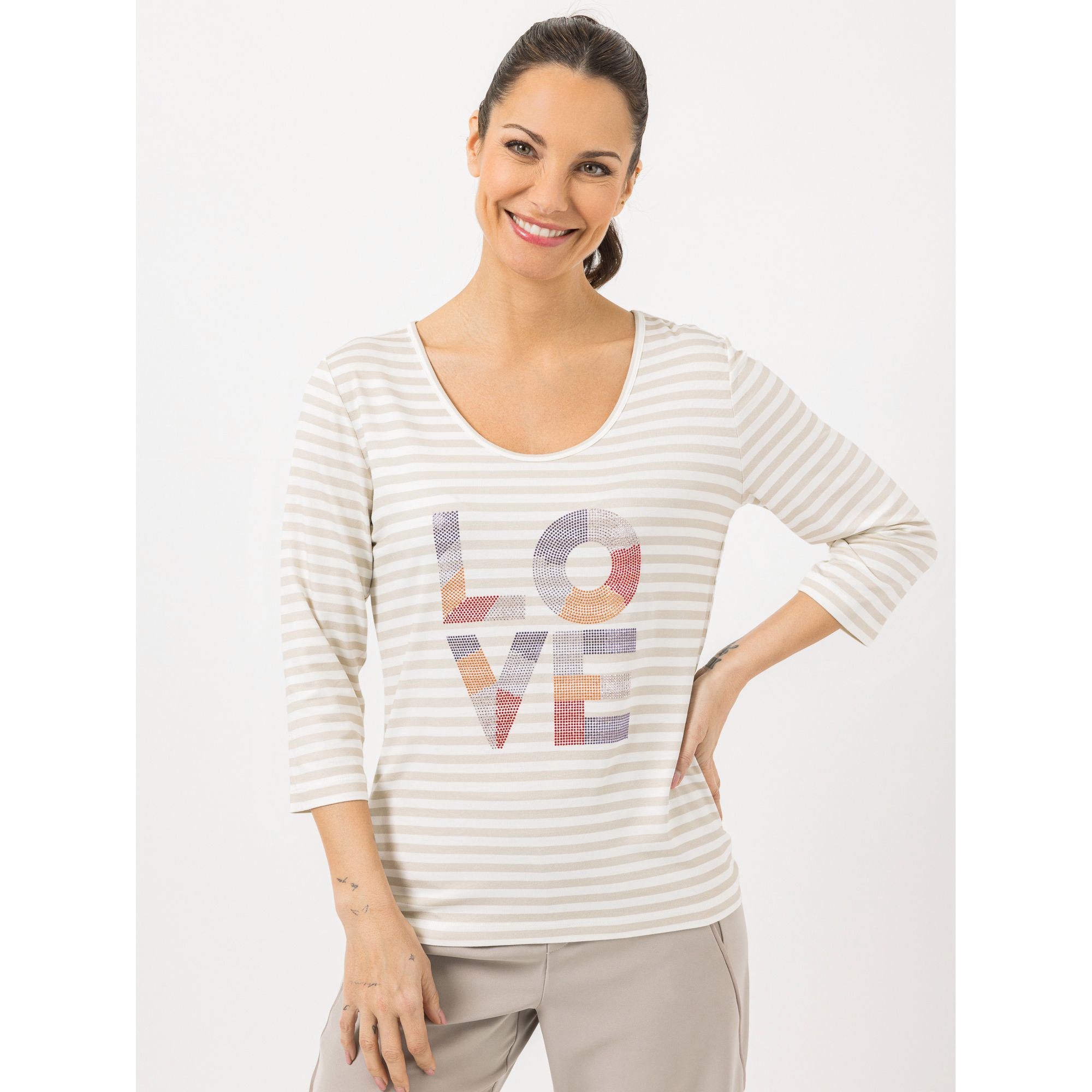 B-Ware STEFFEN SCHRAUT Shirt, 3/4-Arm tiefer Rundhals Strassdetails