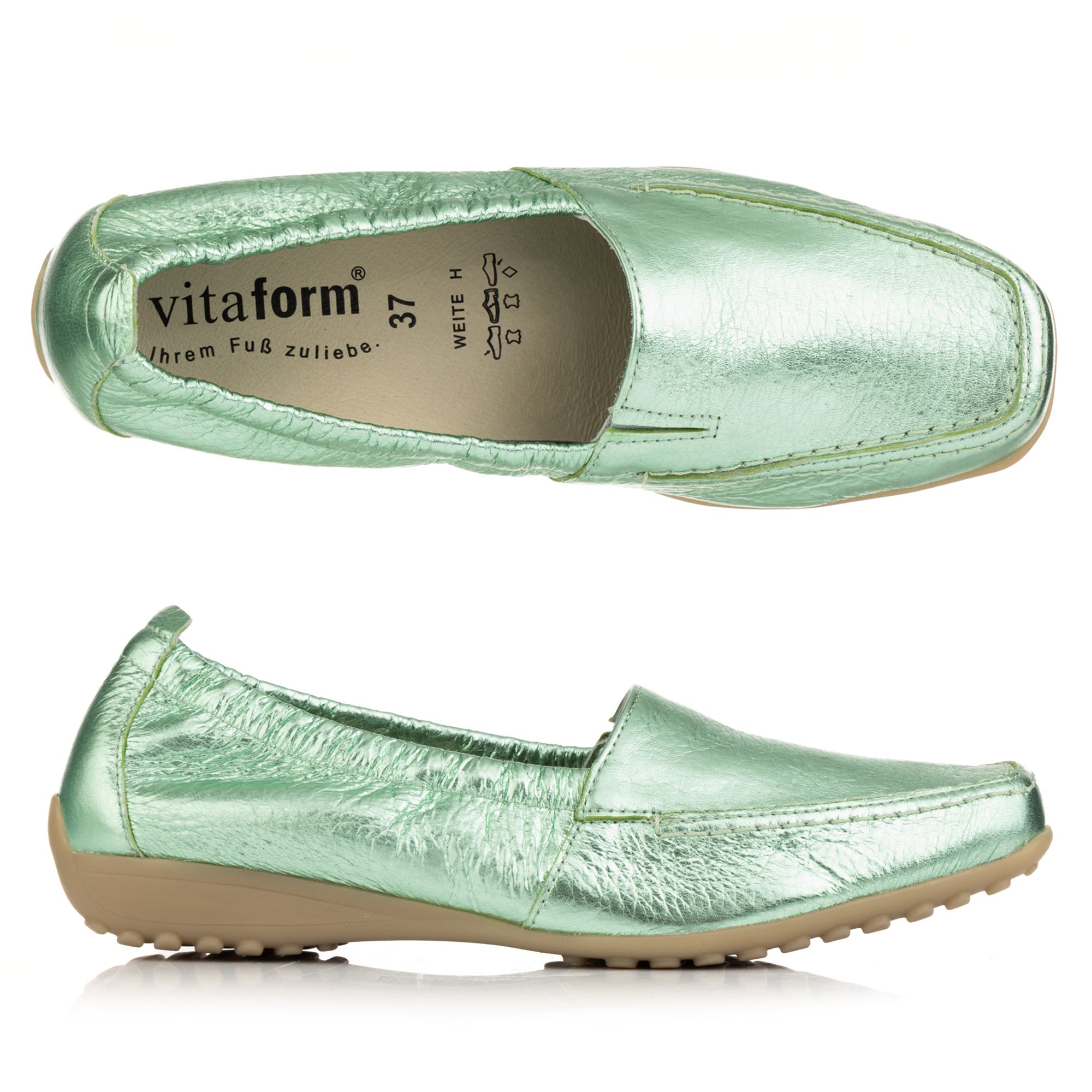 B-Ware VITAFORM Damen- Mokassin Hirschleder metallic