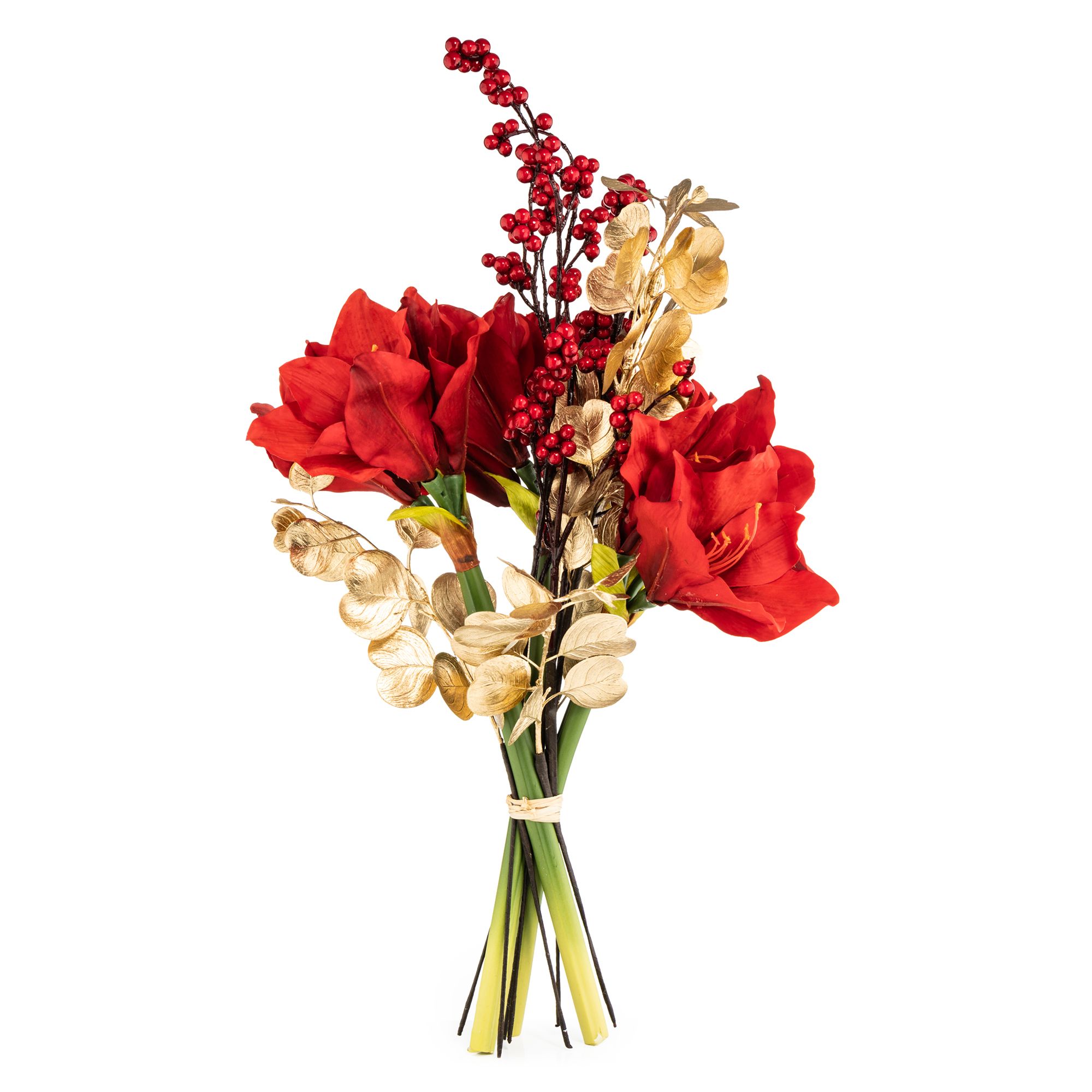 B-Ware ABELLA Flora künstl. Bouquet Amaryllis & Beeren Goldakzente