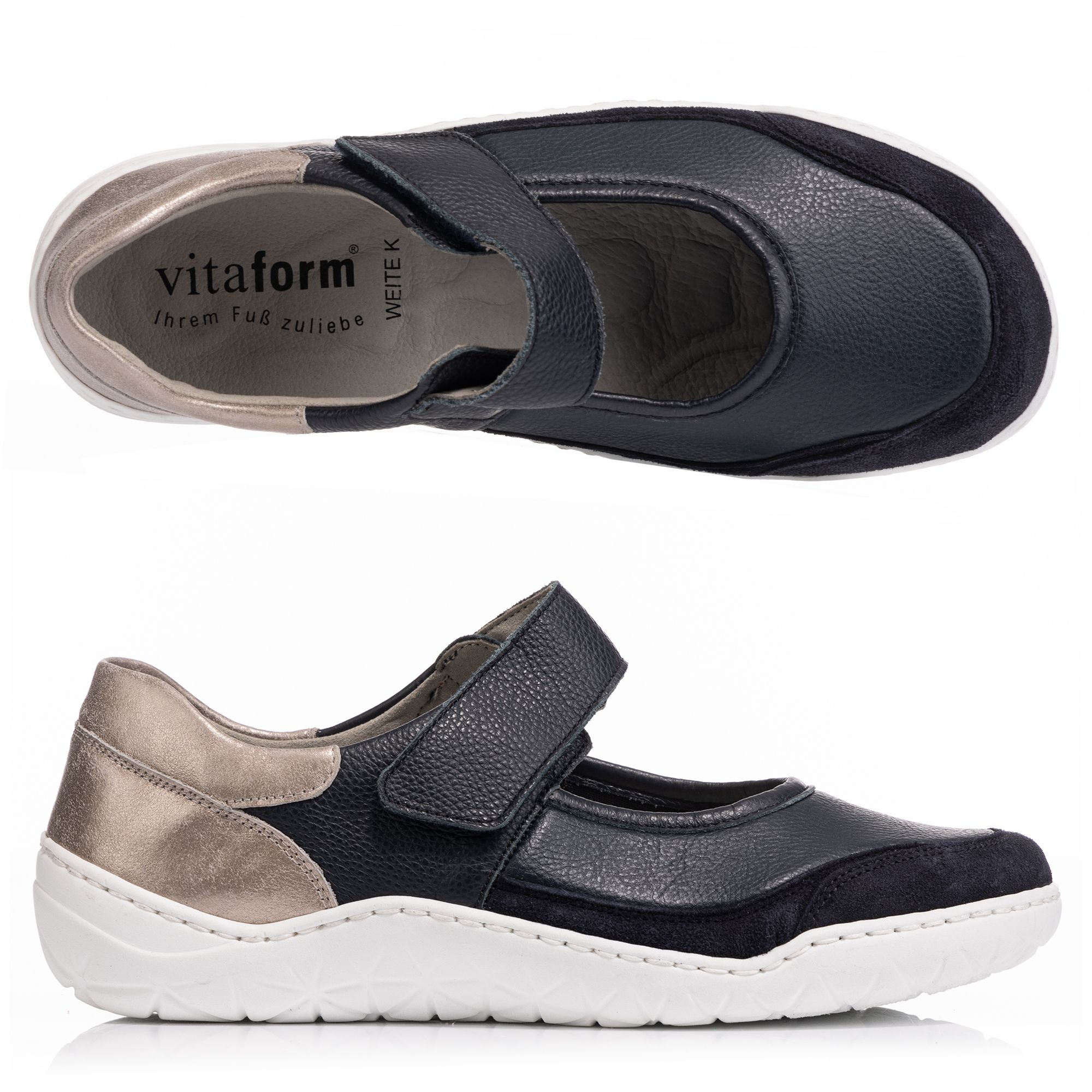 B-Ware VITAFORM Mary- Jane Leder/ Stretch Klettverschluss