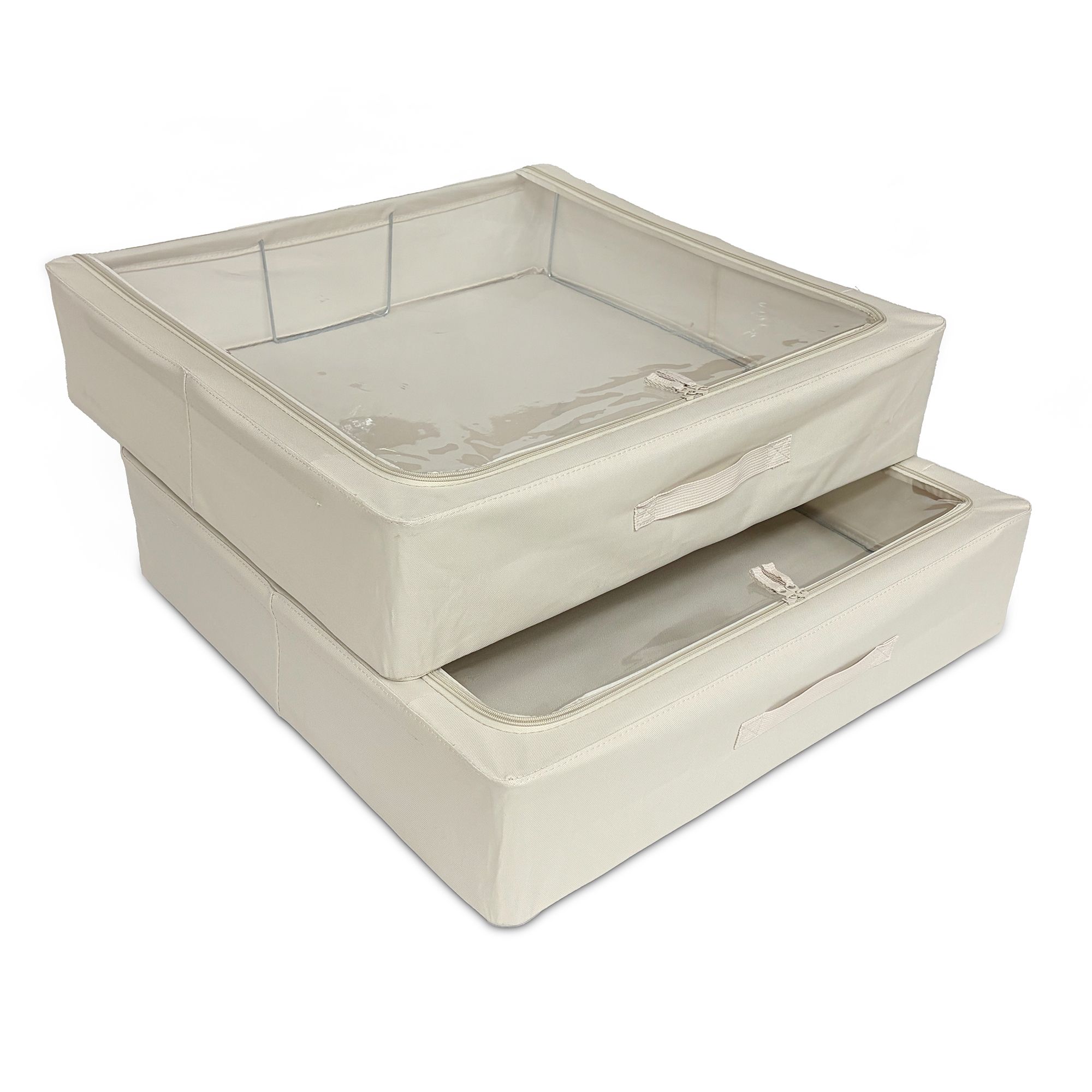 B-Ware AQURAT Unterbett- Aufbewahrungsboxen mit Sichtfenster, 49l