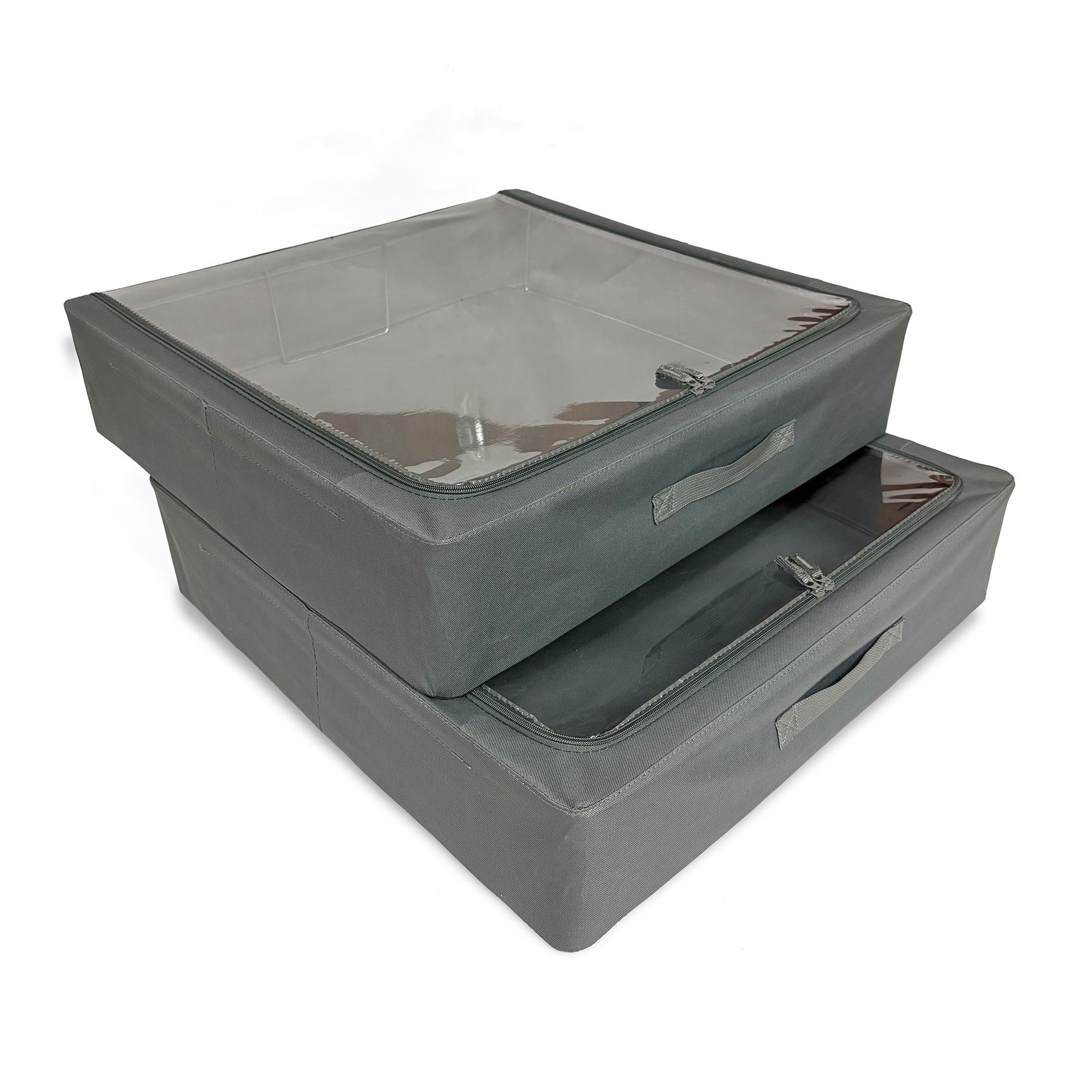 B-Ware AQURAT Unterbett- Aufbewahrungsboxen mit Sichtfenster, 49l