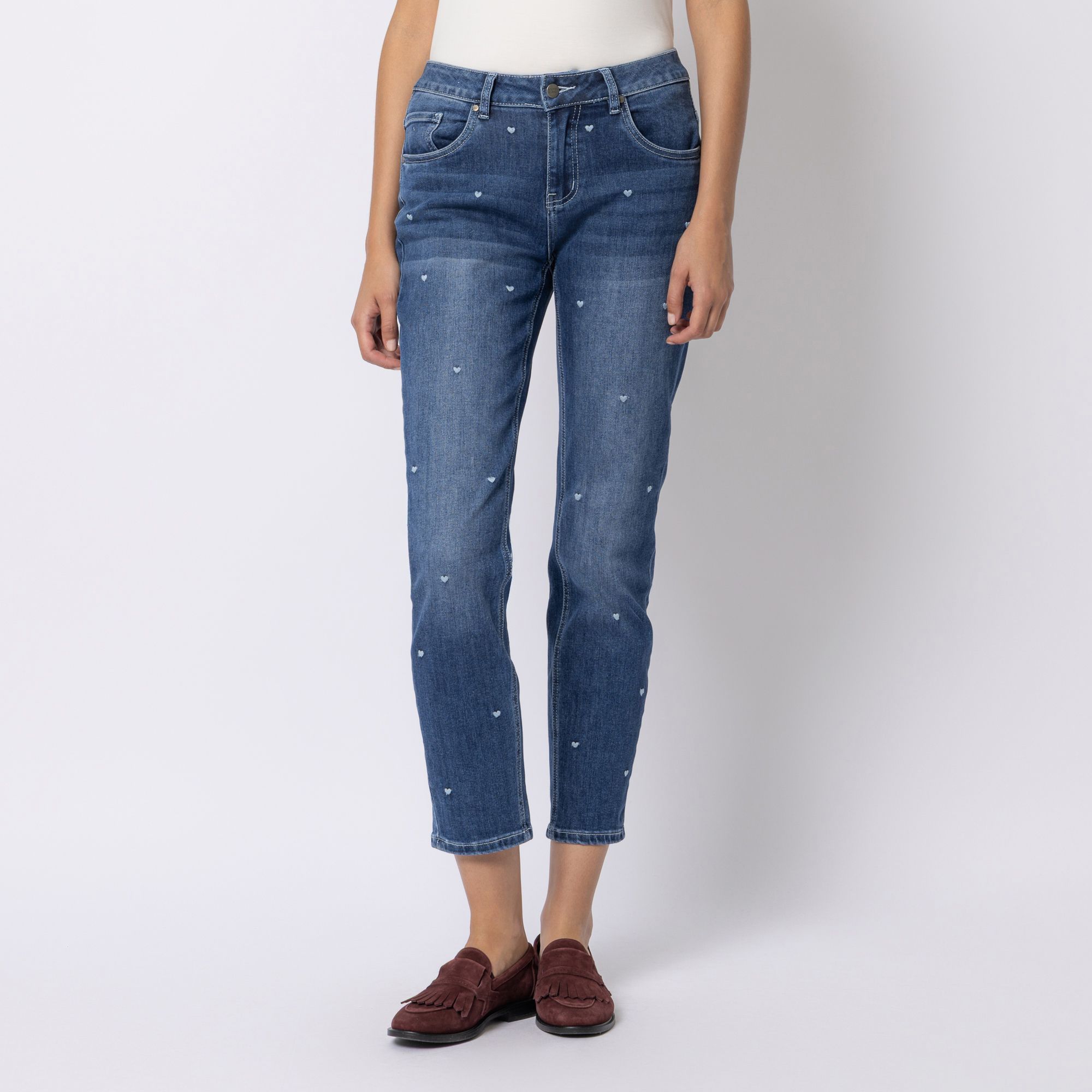 B-Ware STEFFEN SCHRAUT Jeans, 5-Pocket-Style kleine Herzstickerei knöchellang