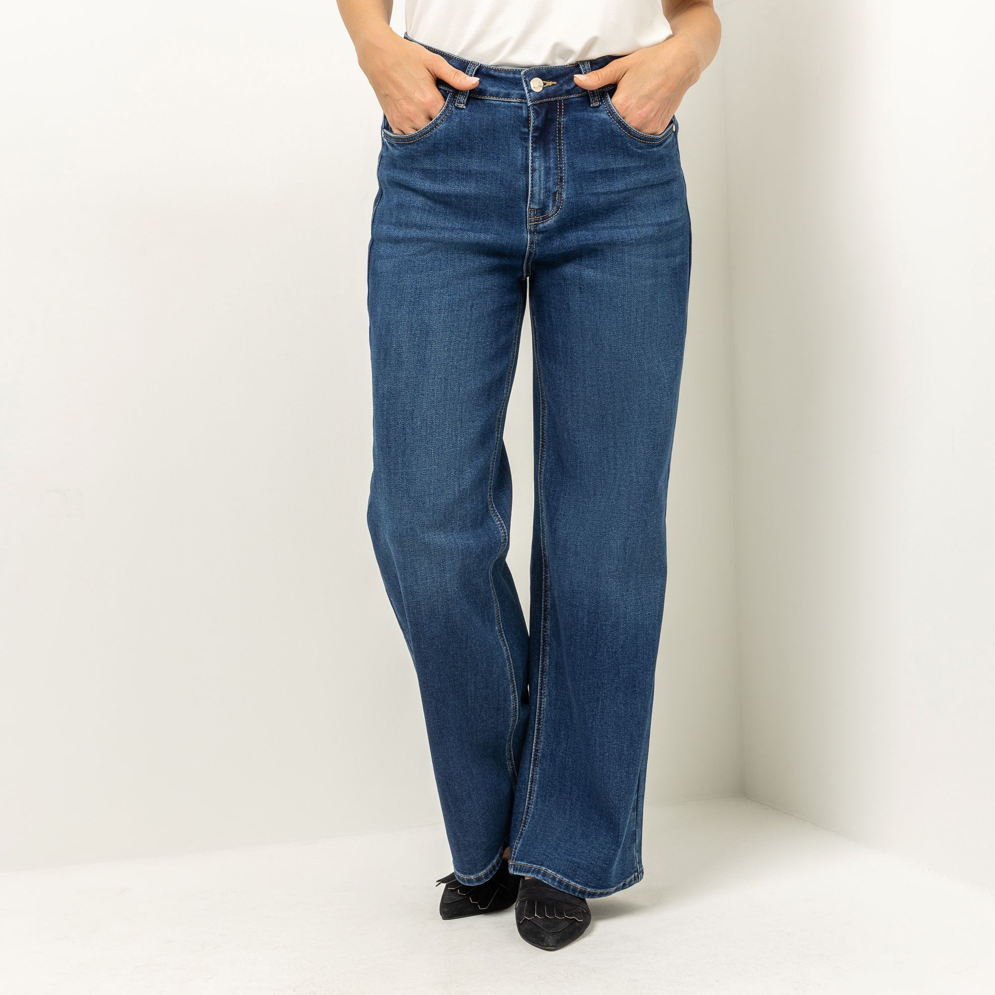 B-Ware VIA MILANO Jeans, lange Form 5-Pocket-Style Stickerei-Details
