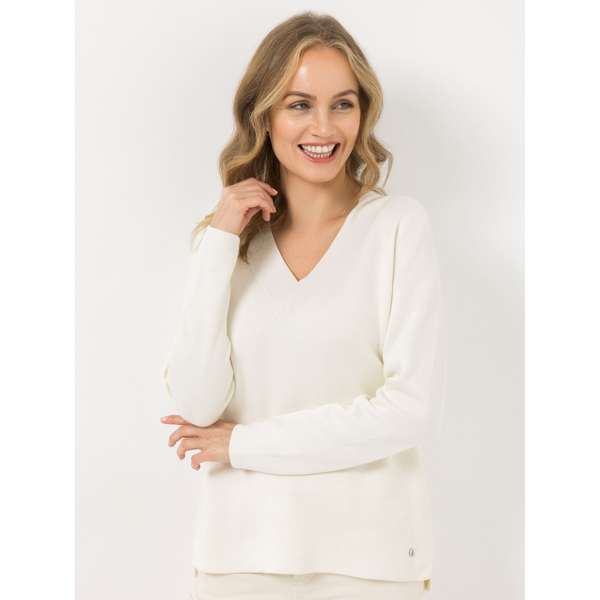 B-Ware STRANDFEIN Pullover V-Ausschnitt Seitenschlitze