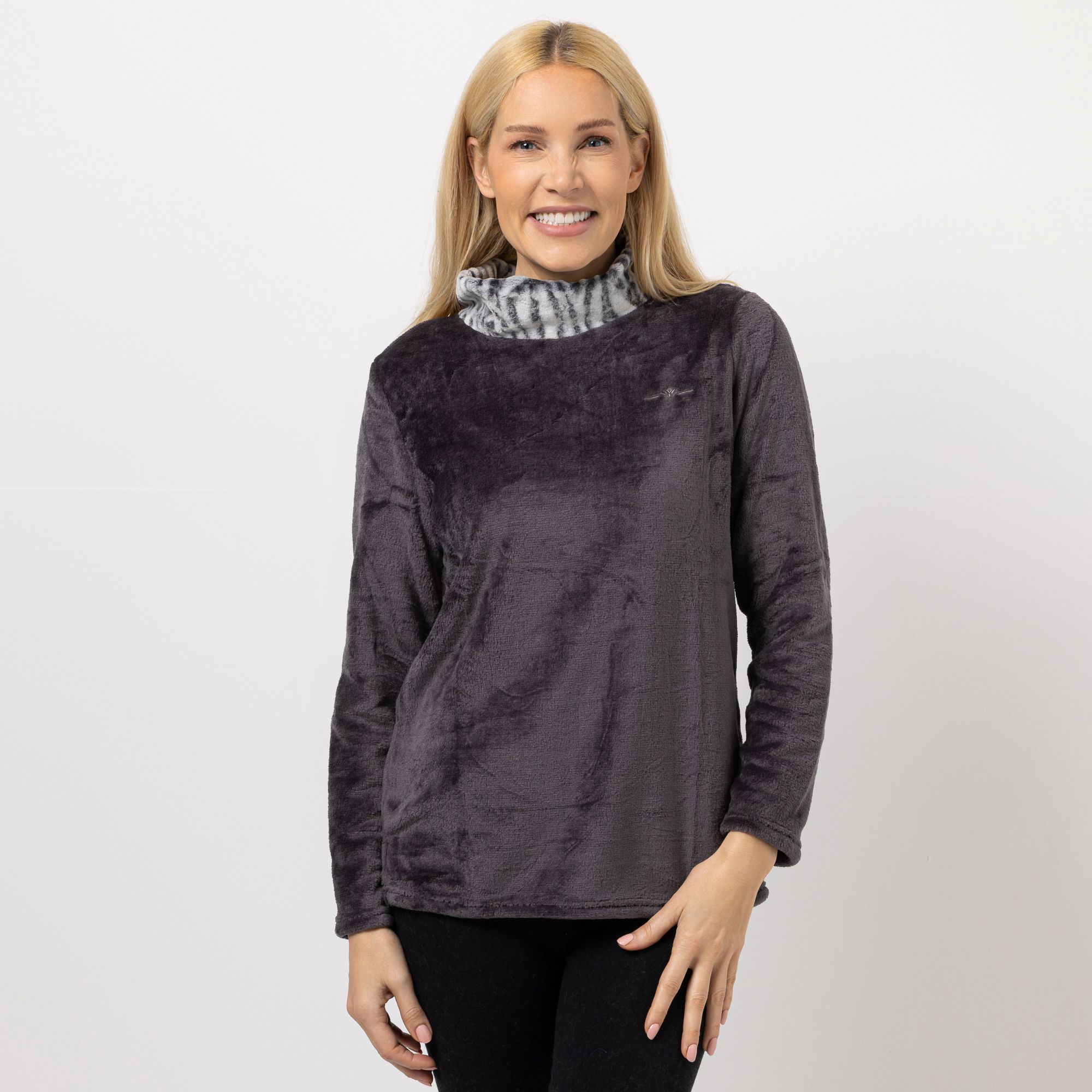 B-Ware MONT CHALET Damen-Pullover 3D-Animaldesign Mikrofaser Chinchilla