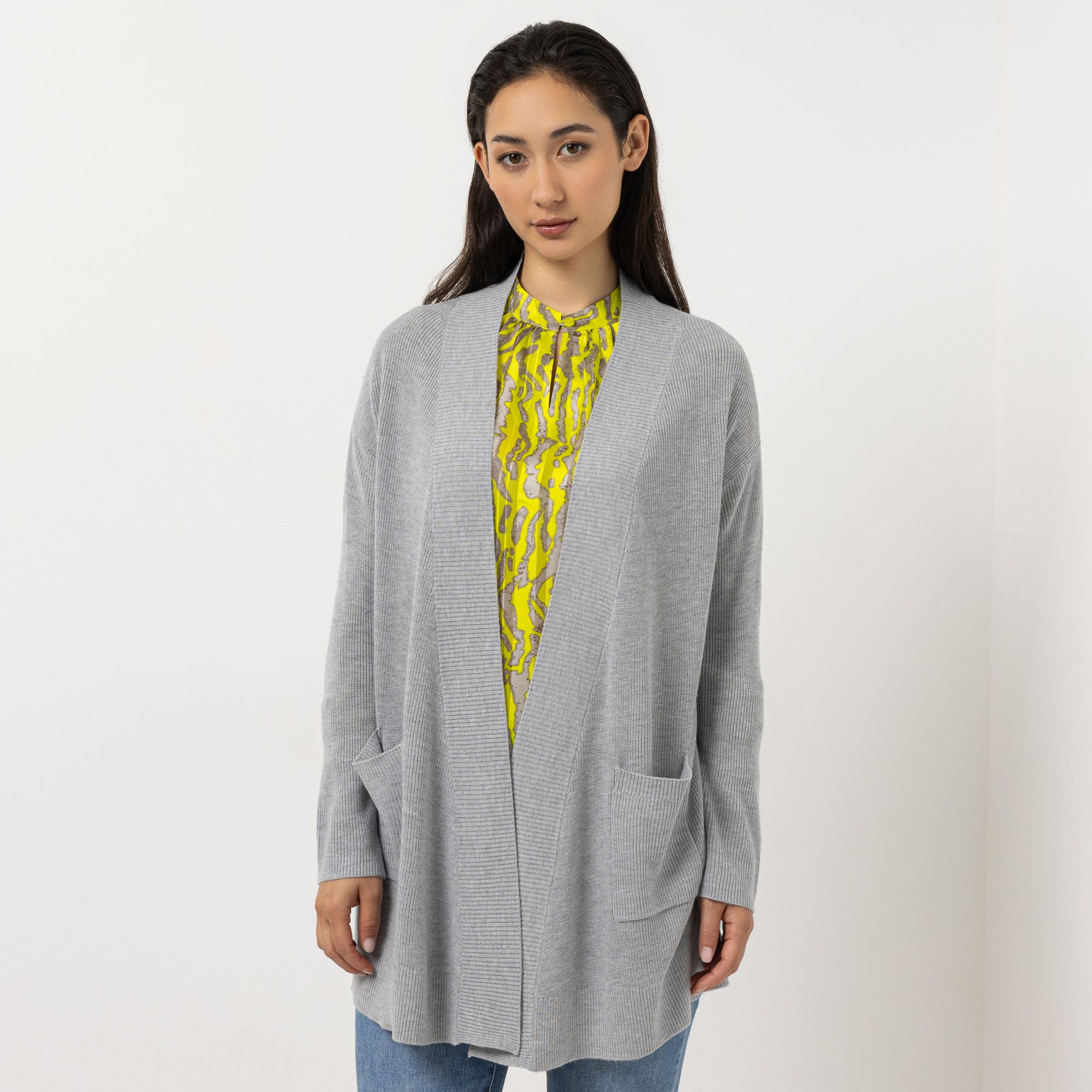 B-Ware STEFFEN SCHRAUT Longcardigan offene Front aufgesetzte Taschen