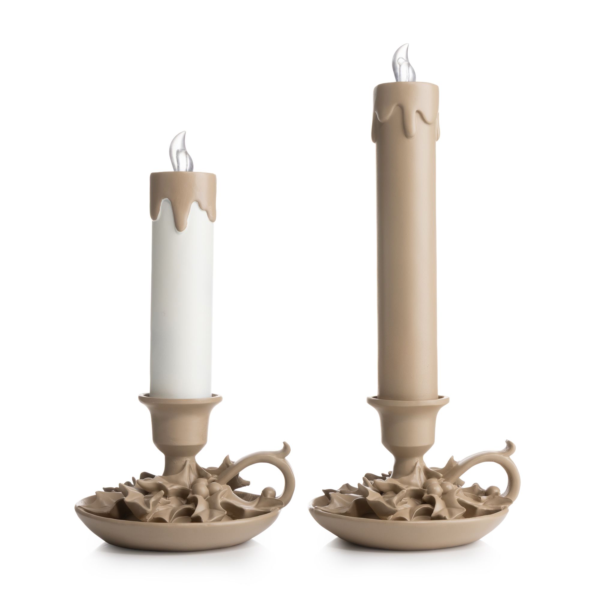 B-Ware LUMIDA Xmas 2 historische Kerzen Polyresin 6h-Timerfunktion